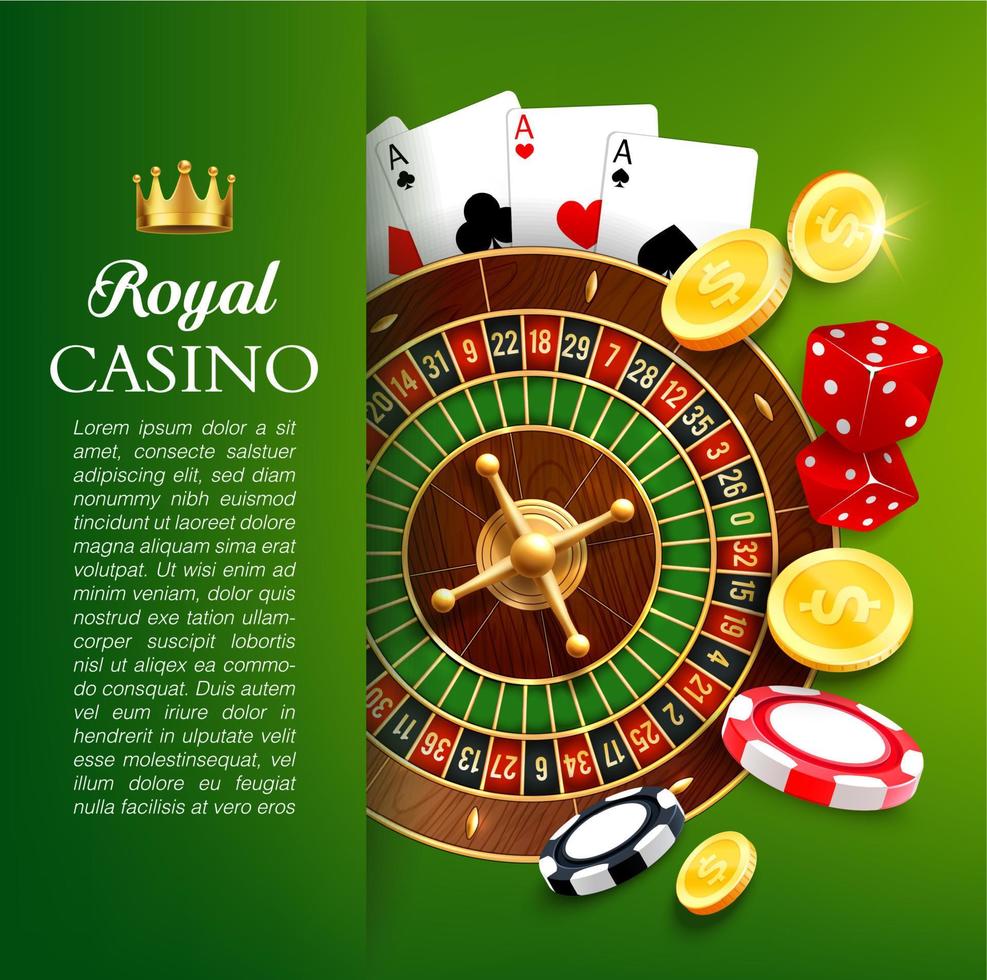 Online-Casino-Roulette und Chips. Glücksspiele vektor