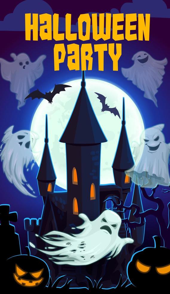 skrämmande slott, natt av fasor, halloween fest vektor