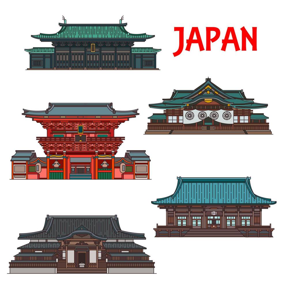 japansk resa landmärken av tokyo byggnader vektor