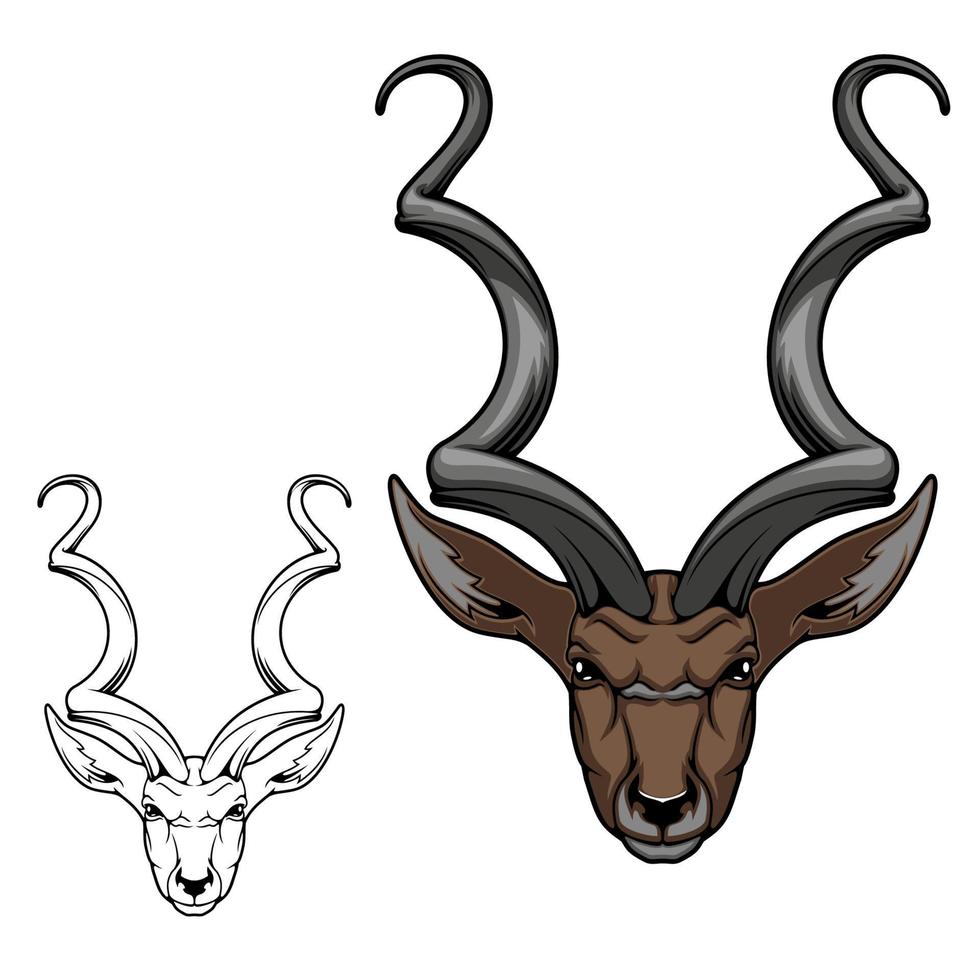 Kudu-Antilopen-Tier-Symbol. Afrikanischer Gazellenkopf vektor