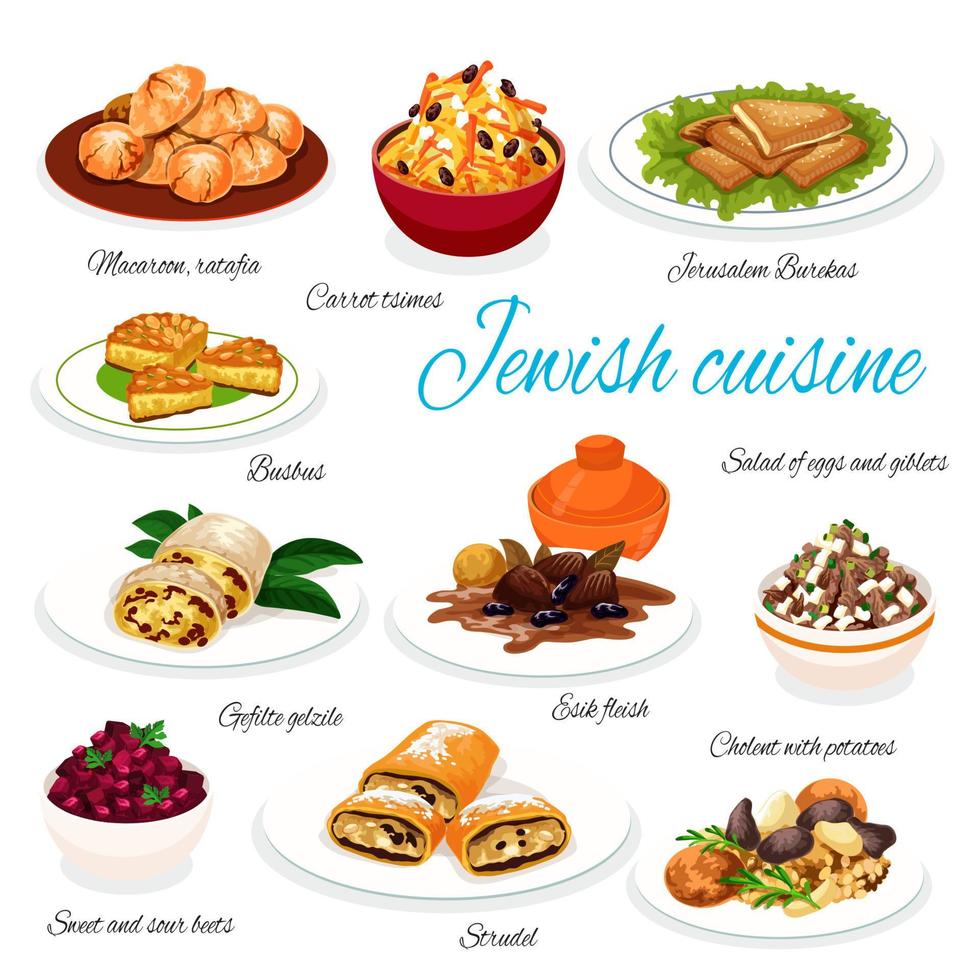 jüdische küche traditionelle gerichte vektor