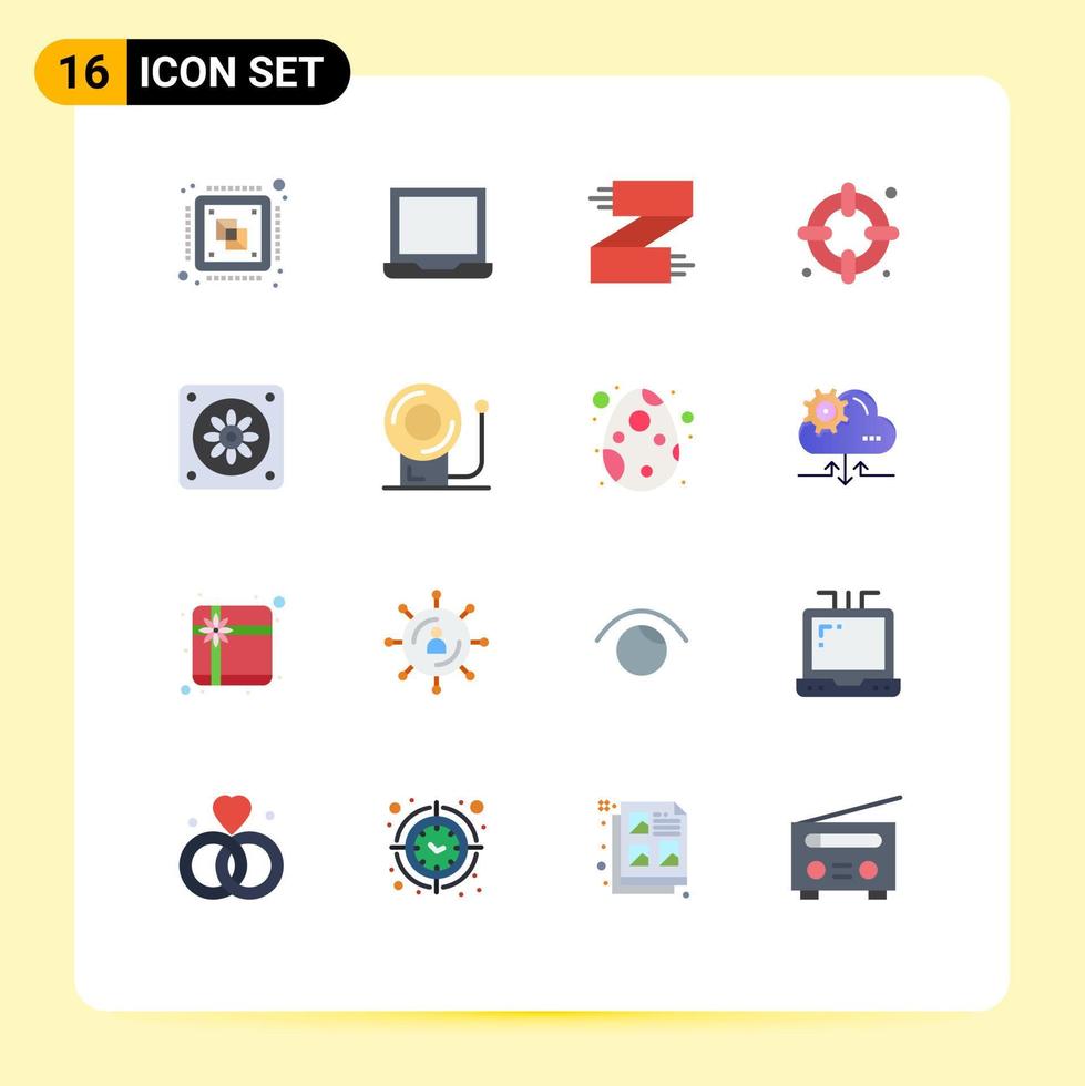 gruppe von 16 flachen farben zeichen und symbole für rettungsring versicherung präferenzschal kleidungsgeschäft editierbares paket kreativer vektordesignelemente vektor
