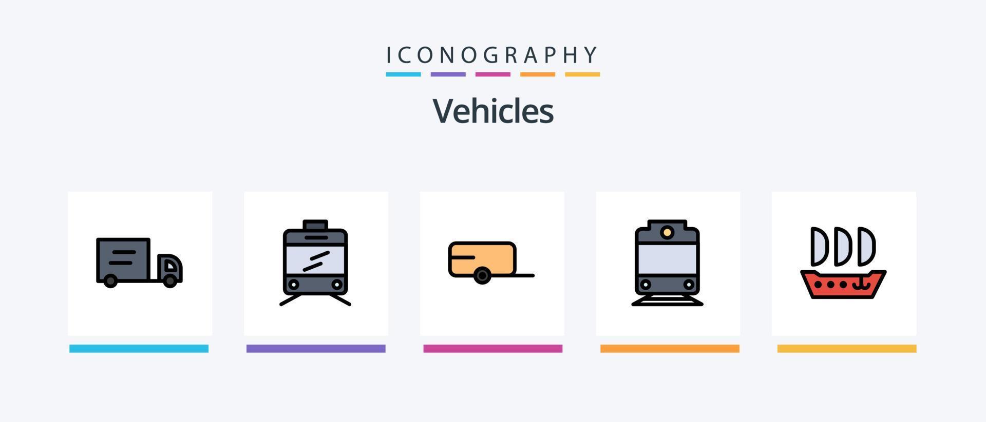 Fahrzeuglinie gefüllt 5 Icon Pack inklusive Transport. doppelt. Fahrzeuge. Decker. Jetpack. kreatives Symboldesign vektor