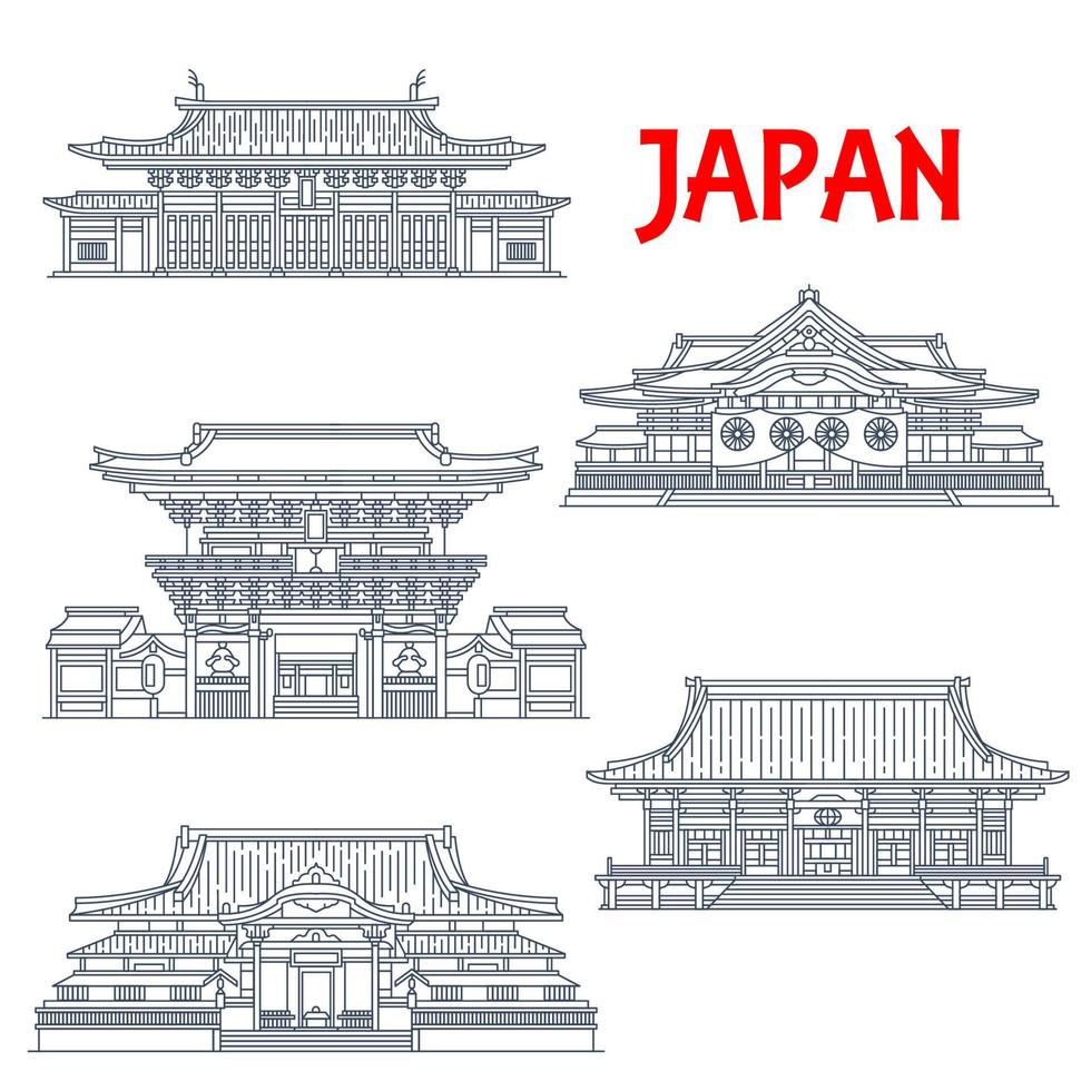 resa landmärke av japan ikoner av tokyo byggnader vektor