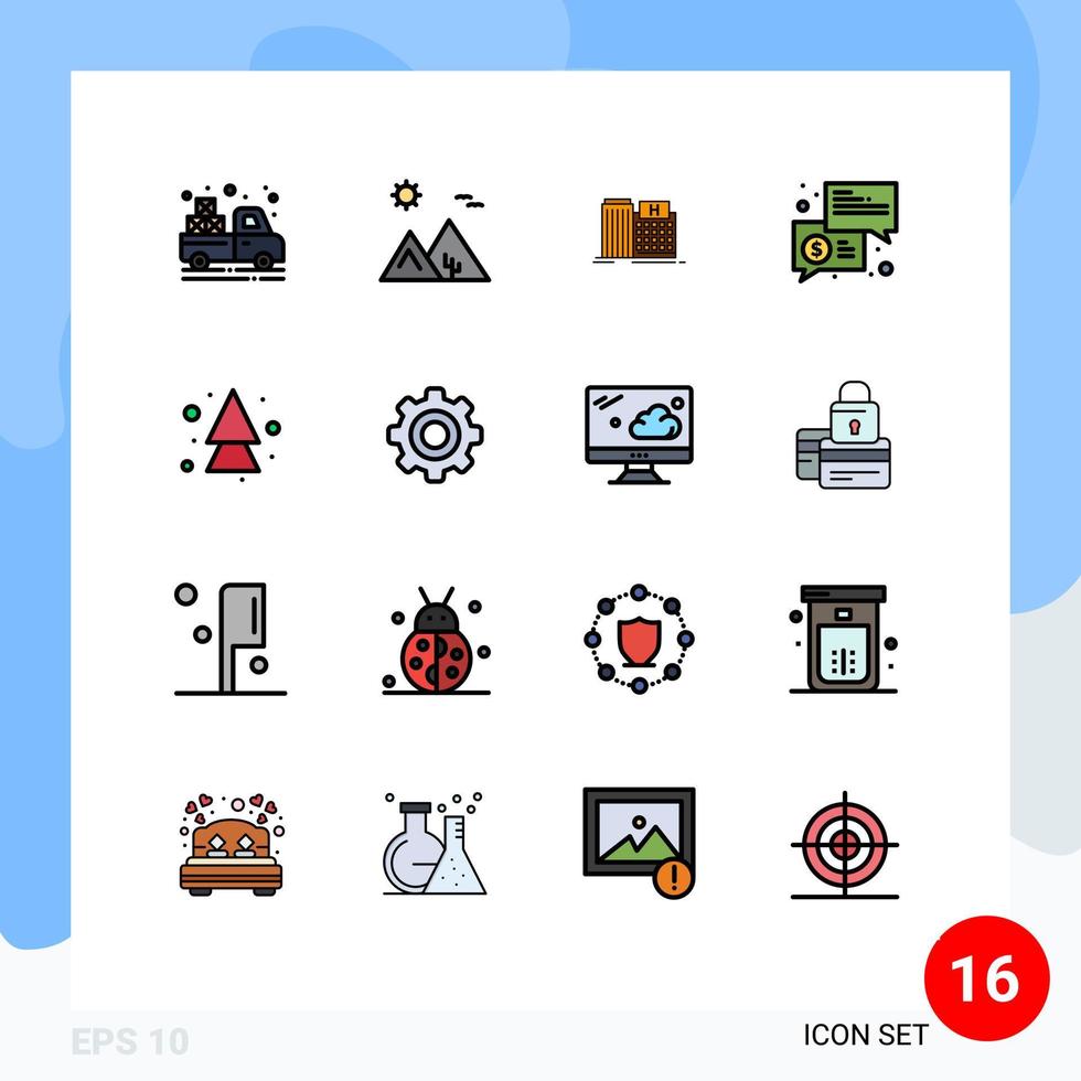 16 kreative Symbole moderne Zeichen und Symbole von Nachrichten Chat-Pyramide Handelsgebäude editierbare kreative Vektordesign-Elemente vektor