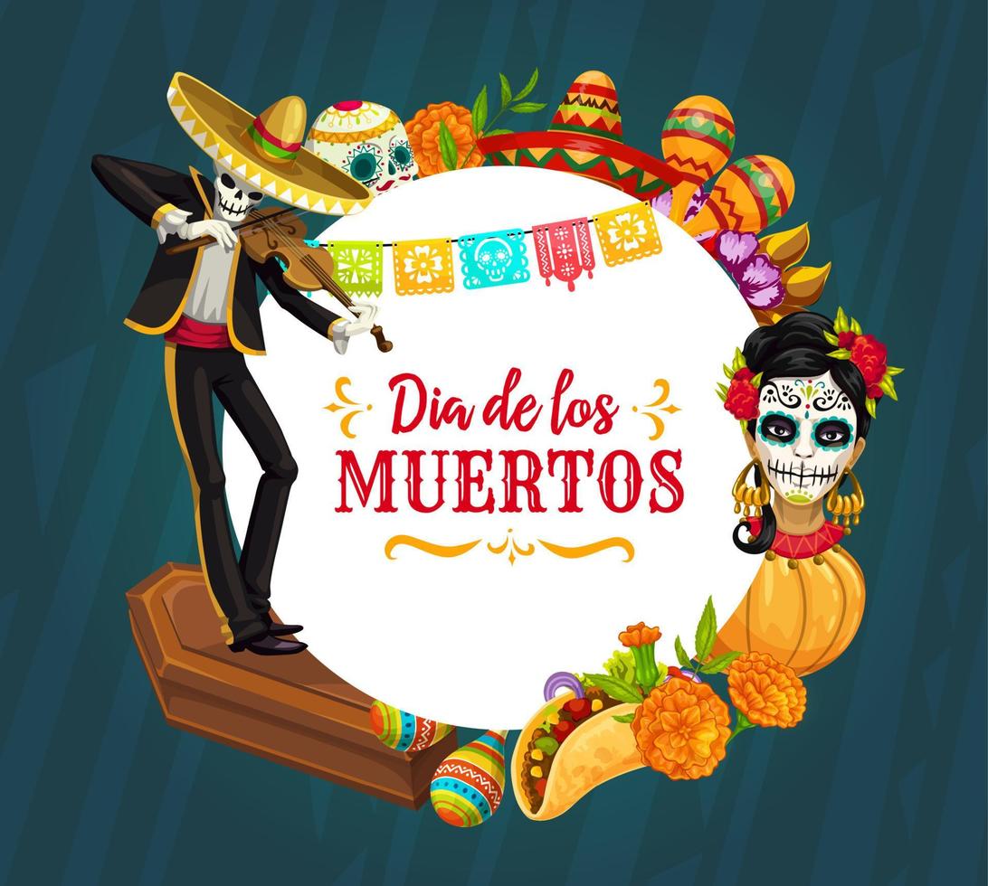 mexikanischer feiertag zuckerschädel, skelett. Tag des Todes vektor
