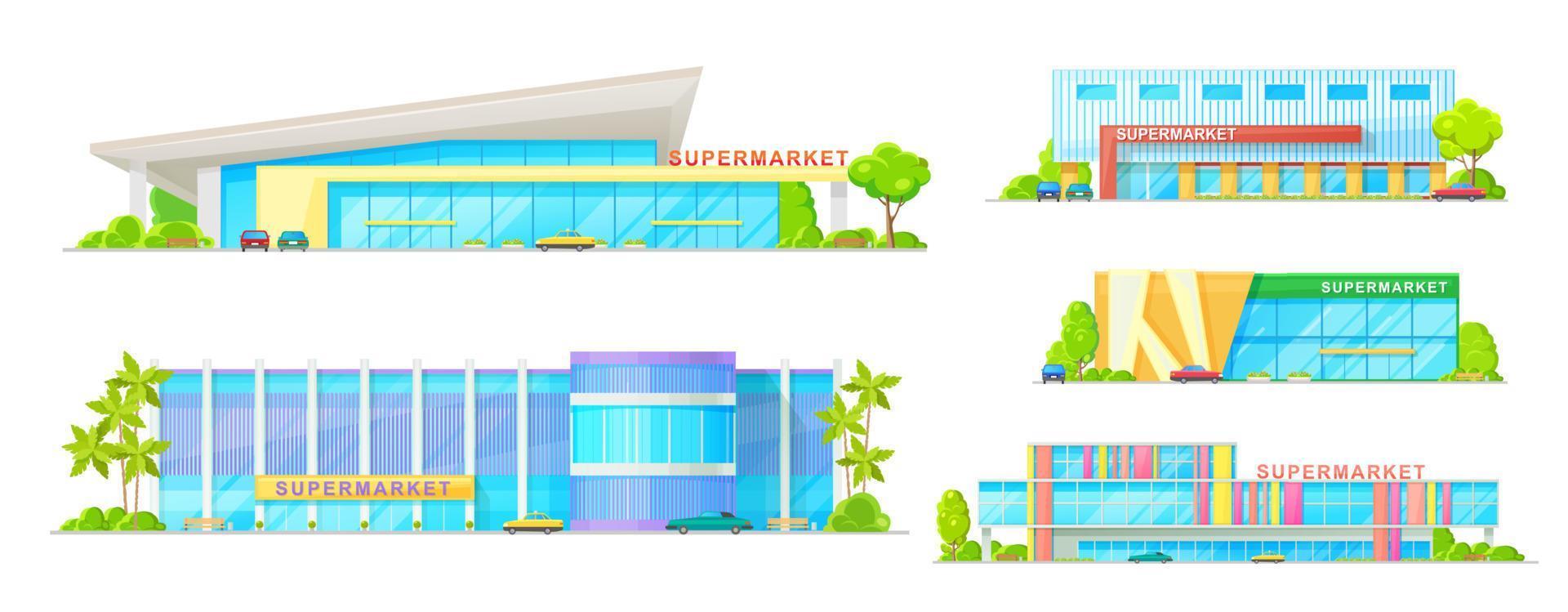 Vektorsymbole für Supermarkt- und Ladengebäude vektor