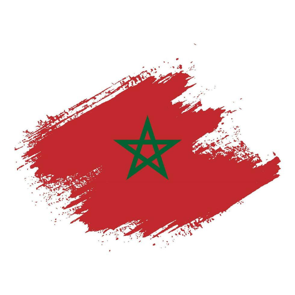 färgrik hand måla marocko grungy flagga vektor