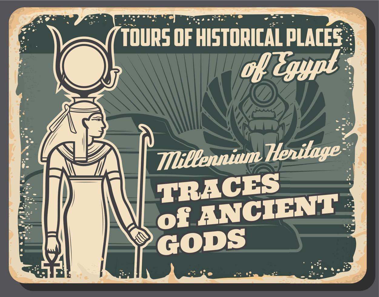 gammal egypten historisk plats resa retro affisch vektor