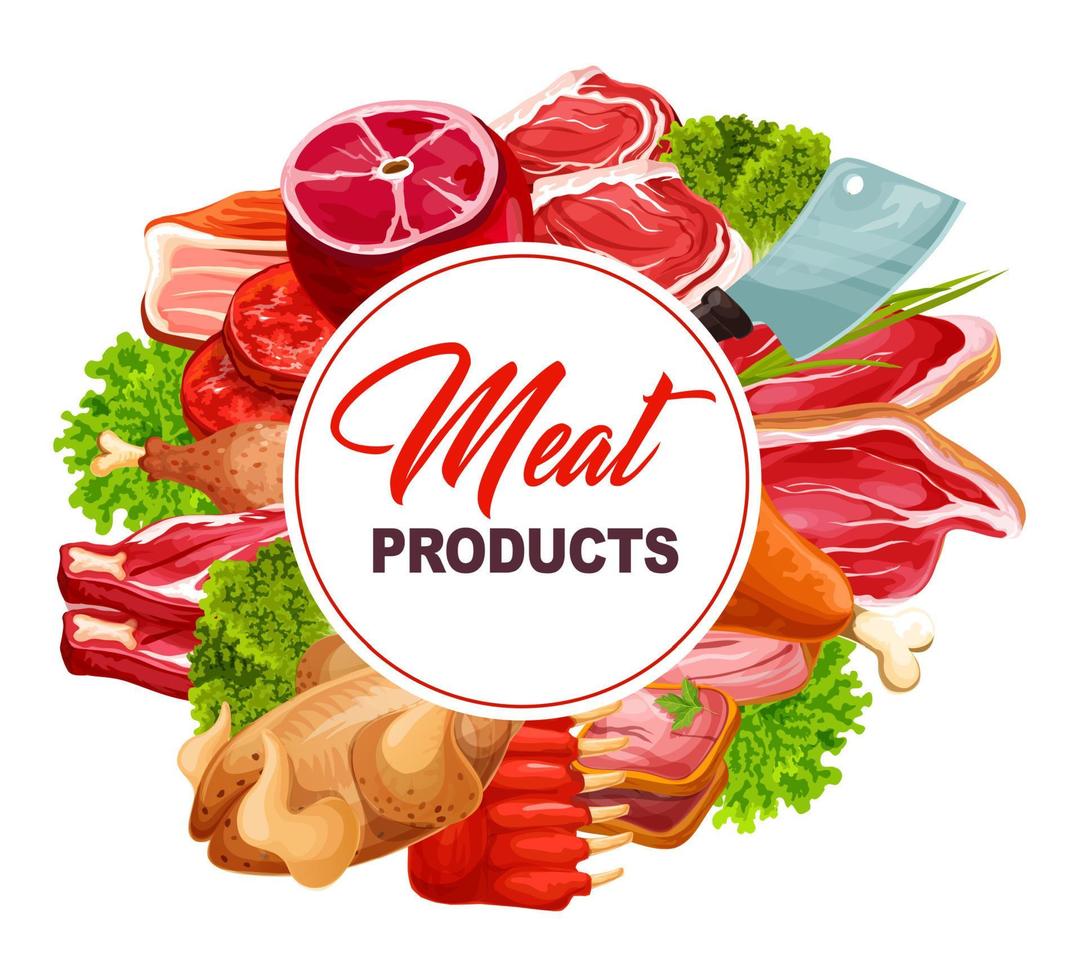 butchery mat ram med kött Produkter vektor