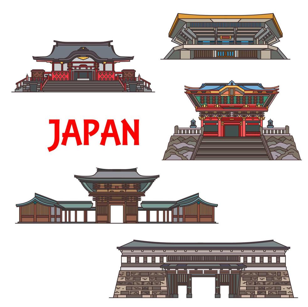 japanische reisewahrzeichenikonen der tempelpagode vektor