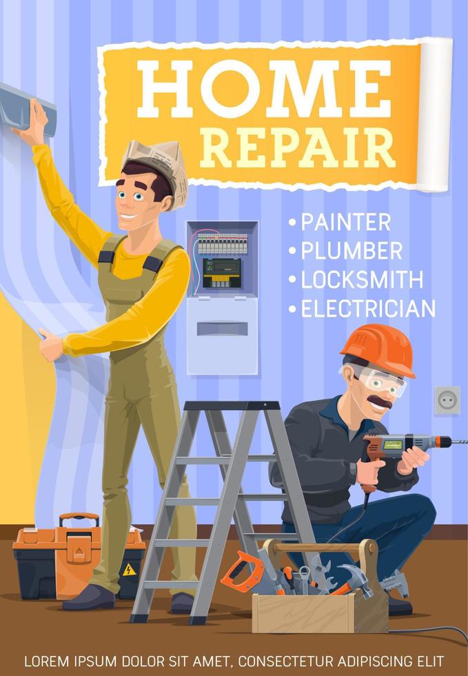 Reparatur-, Bau- und Renovierungsdienste für Zuhause vektor