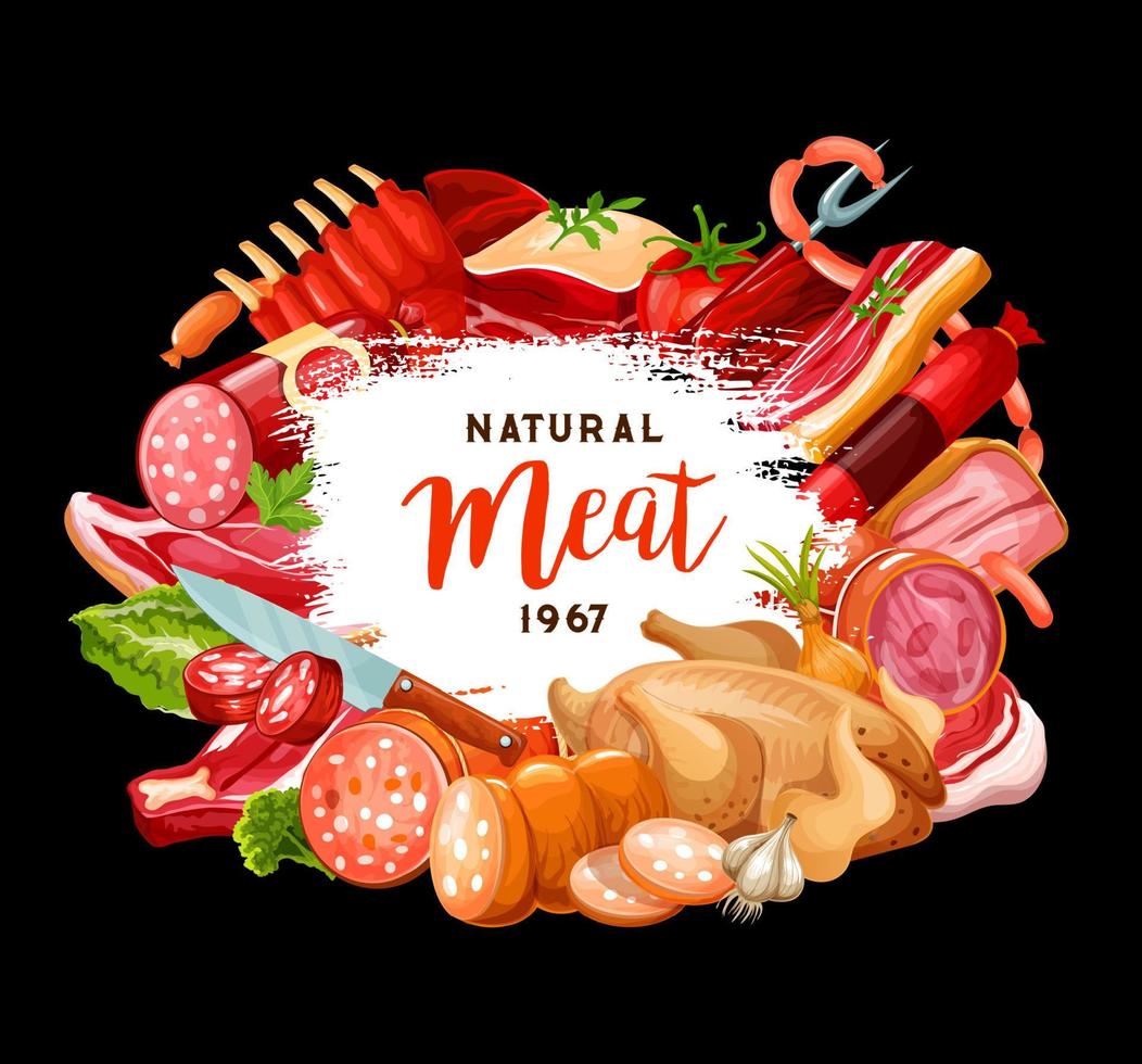 slaktare affär och gourmet matlagning kött korvar vektor