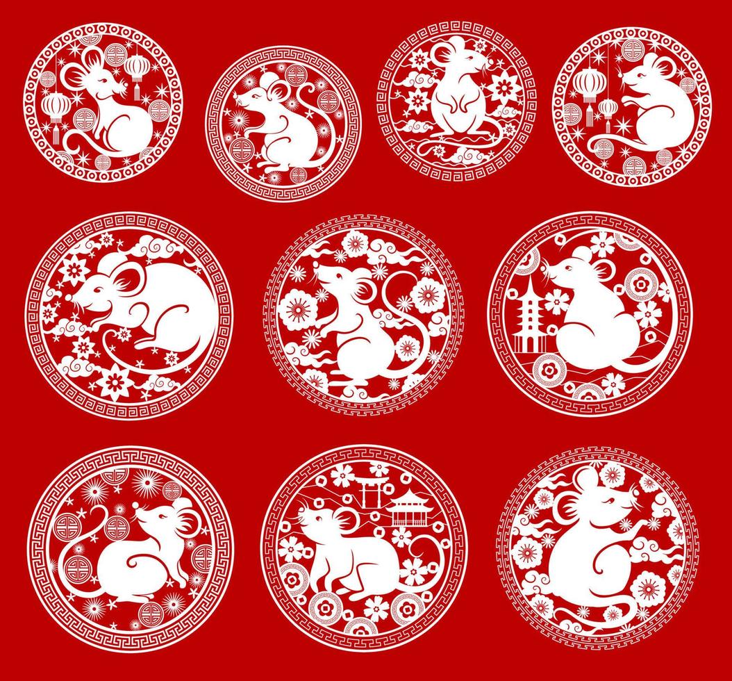 råtta och mus symboler av kinesisk lunar ny år vektor