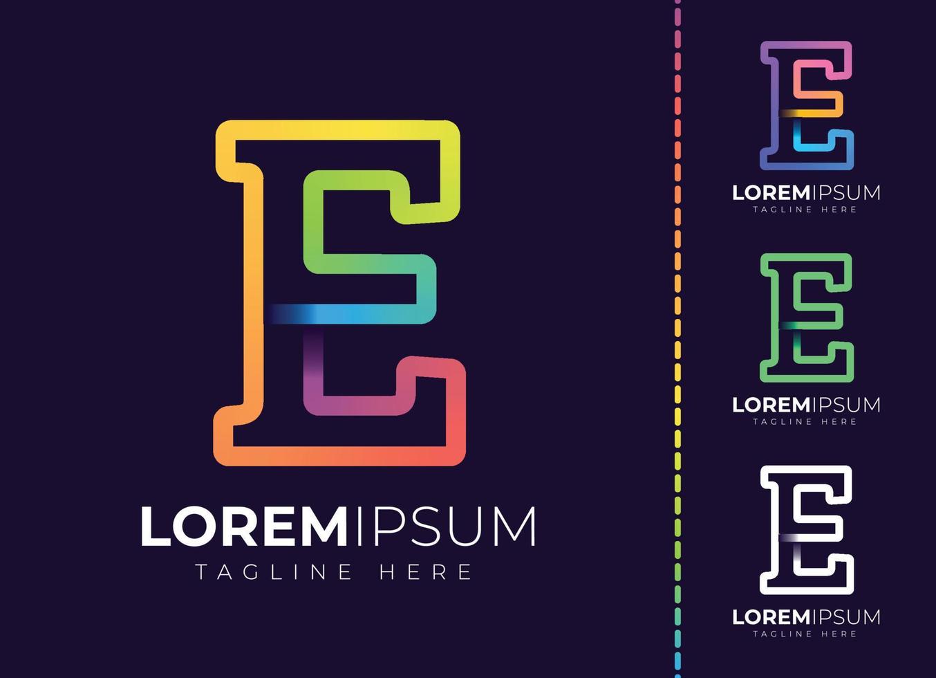 e brev första färgrik lutning logotyp. modern brev e logotyp design. vektor