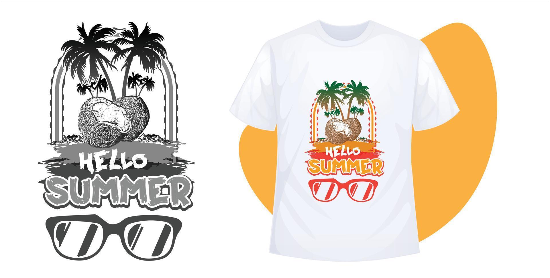 Hallo Sommer T-Shirt Grafikdesign freier Vektor