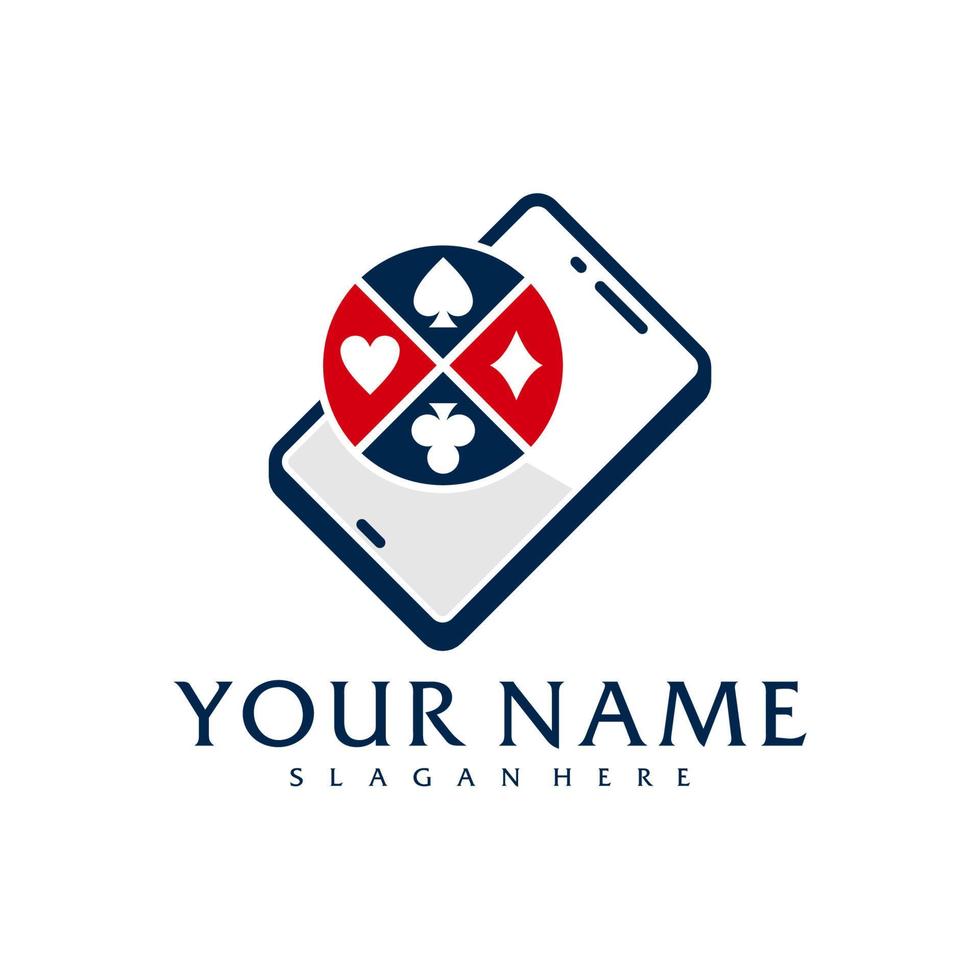 telefon poker logotyp vektor mall, kreativ poker logotyp design begrepp