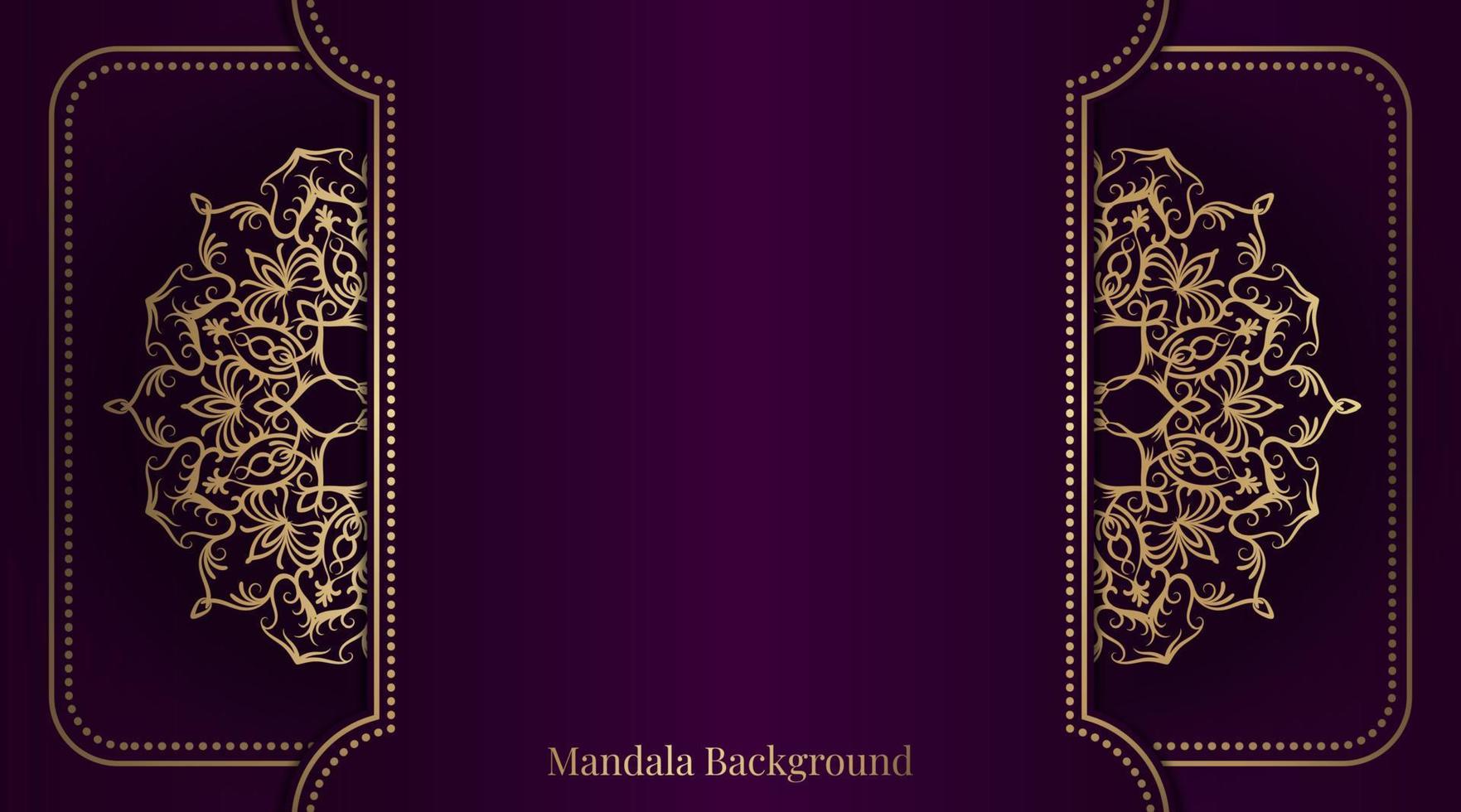 lila hintergrund mit goldenem mandala vektor