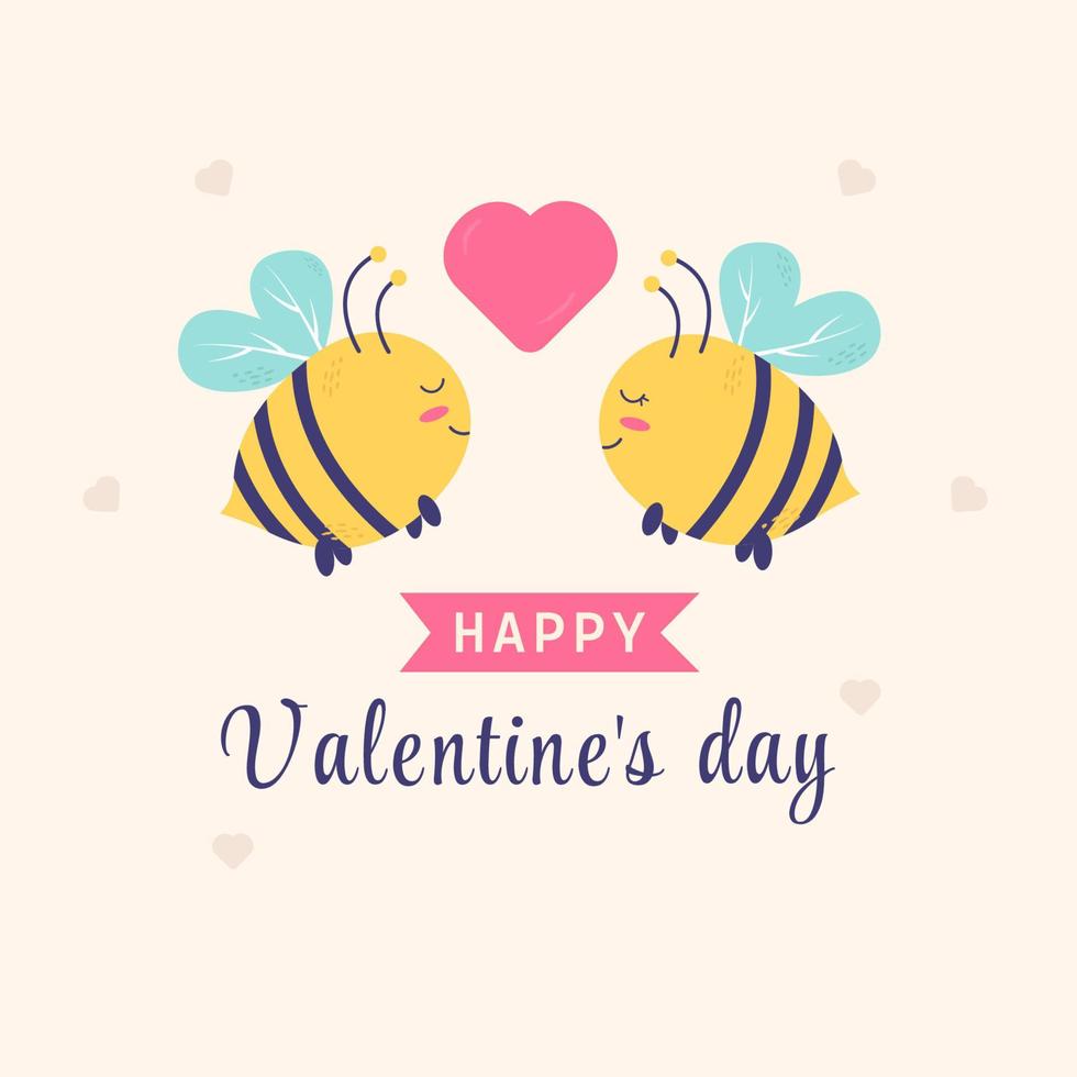 glücklicher valentinstag verliebte bienen. Vektor