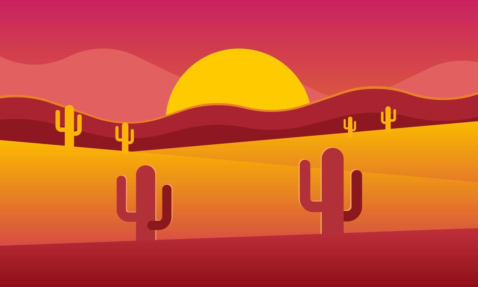 Wüsten-Sonnenaufgang-Landschaftsvektor vektor