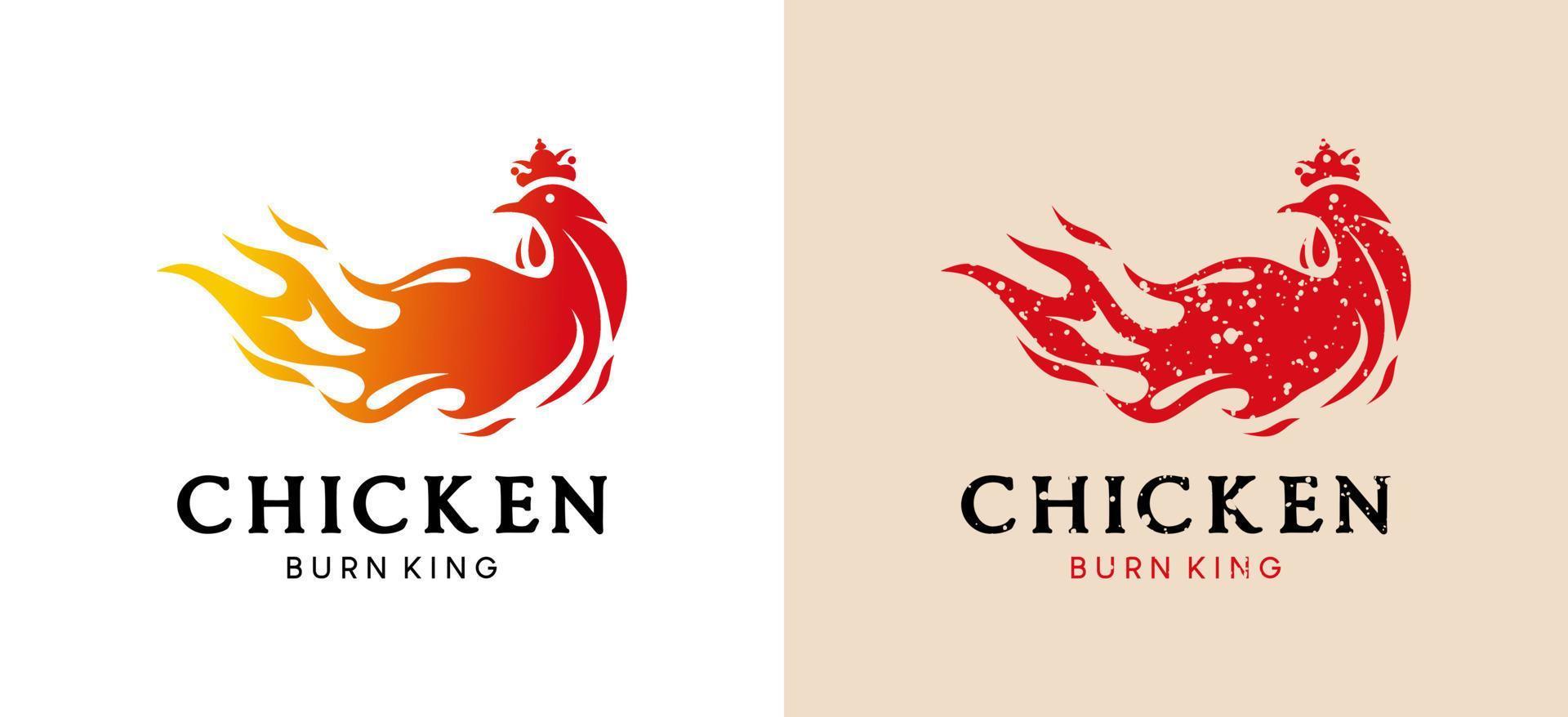 brand kyckling kung logotyp design, friterad kyckling restaurang, kyckling bruka vektor