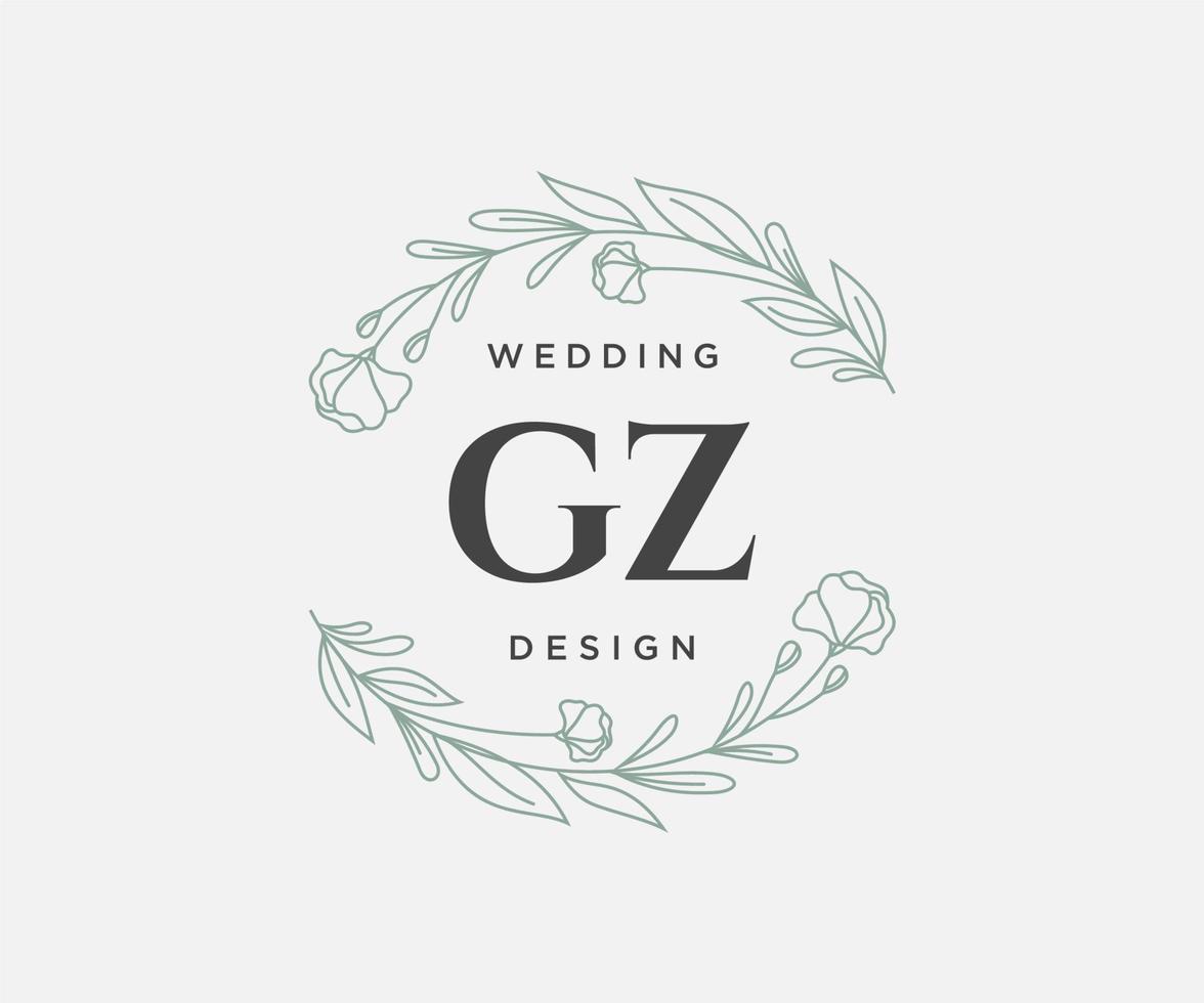 gz initialer brev bröllop monogram logotyper samling, hand dragen modern minimalistisk och blommig mallar för inbjudan kort, spara de datum, elegant identitet för restaurang, boutique, Kafé i vektor