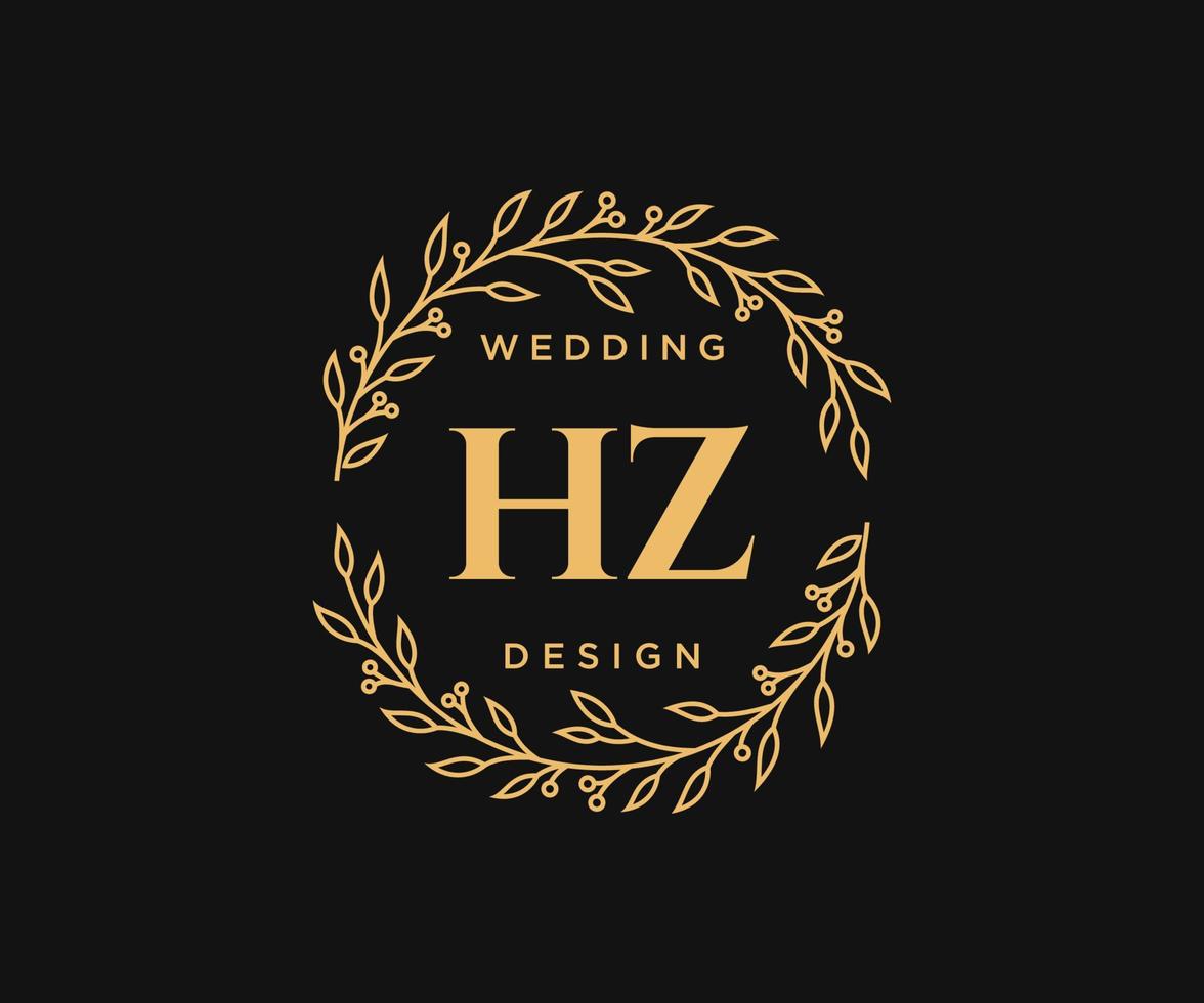 hz initialer brev bröllop monogram logotyper samling, hand dragen modern minimalistisk och blommig mallar för inbjudan kort, spara de datum, elegant identitet för restaurang, boutique, Kafé i vektor