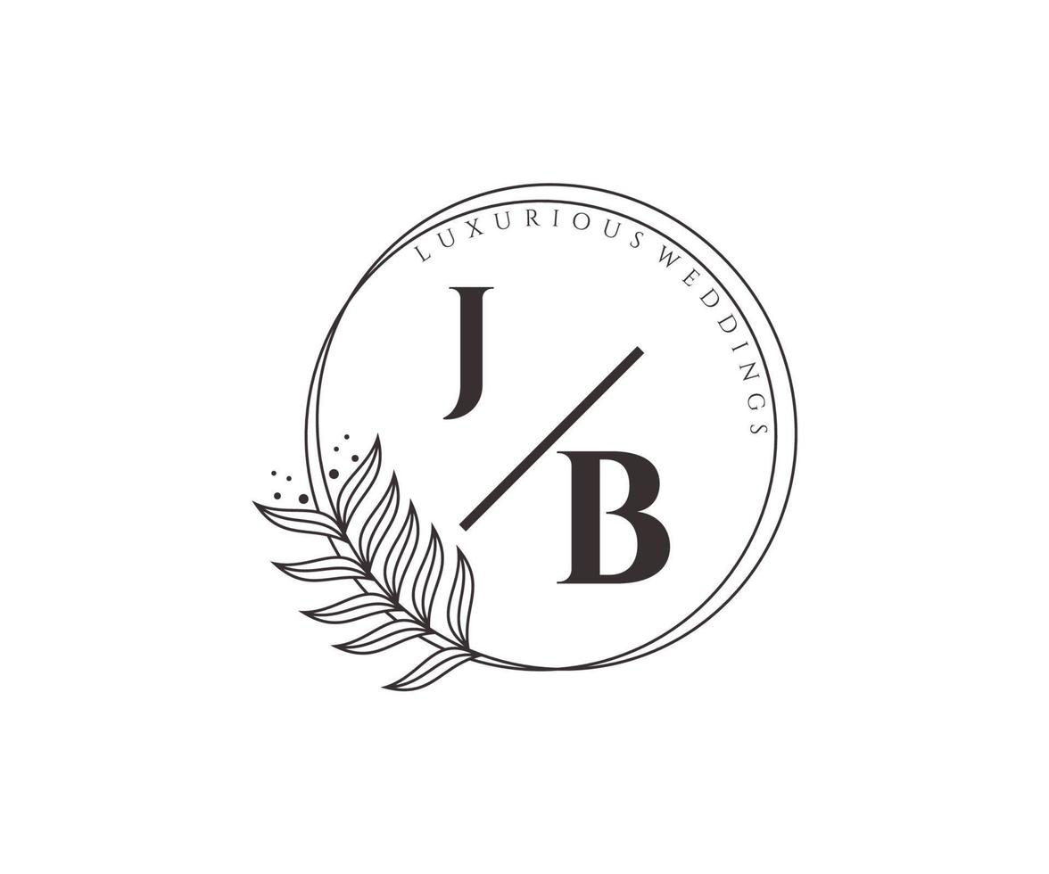 jb Initialen Brief Hochzeit Monogramm Logos Vorlage, handgezeichnete moderne minimalistische und florale Vorlagen für Einladungskarten, Datum speichern, elegante Identität. vektor