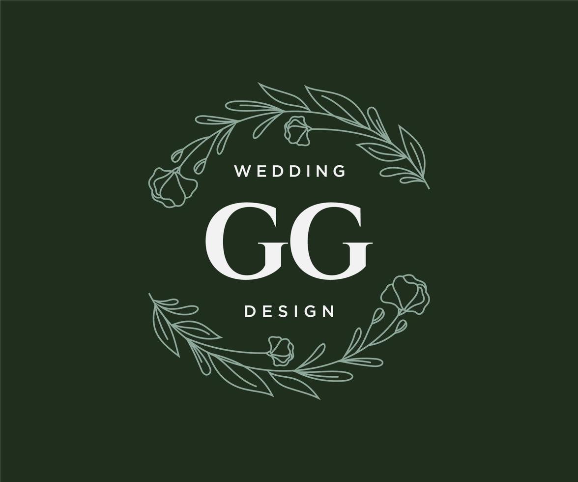 gg initialen brief hochzeit monogramm logos sammlung, handgezeichnete moderne minimalistische und florale vorlagen für einladungskarten, save the date, elegante identität für restaurant, boutique, café im vektor