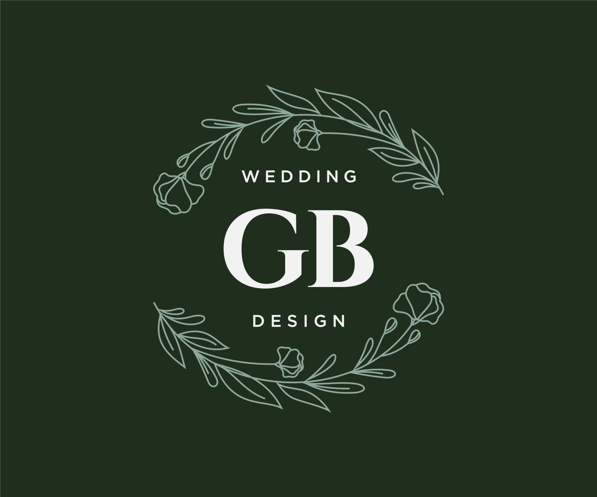 gb initialer brev bröllop monogram logotyper samling, hand dragen modern minimalistisk och blommig mallar för inbjudan kort, spara de datum, elegant identitet för restaurang, boutique, Kafé i vektor