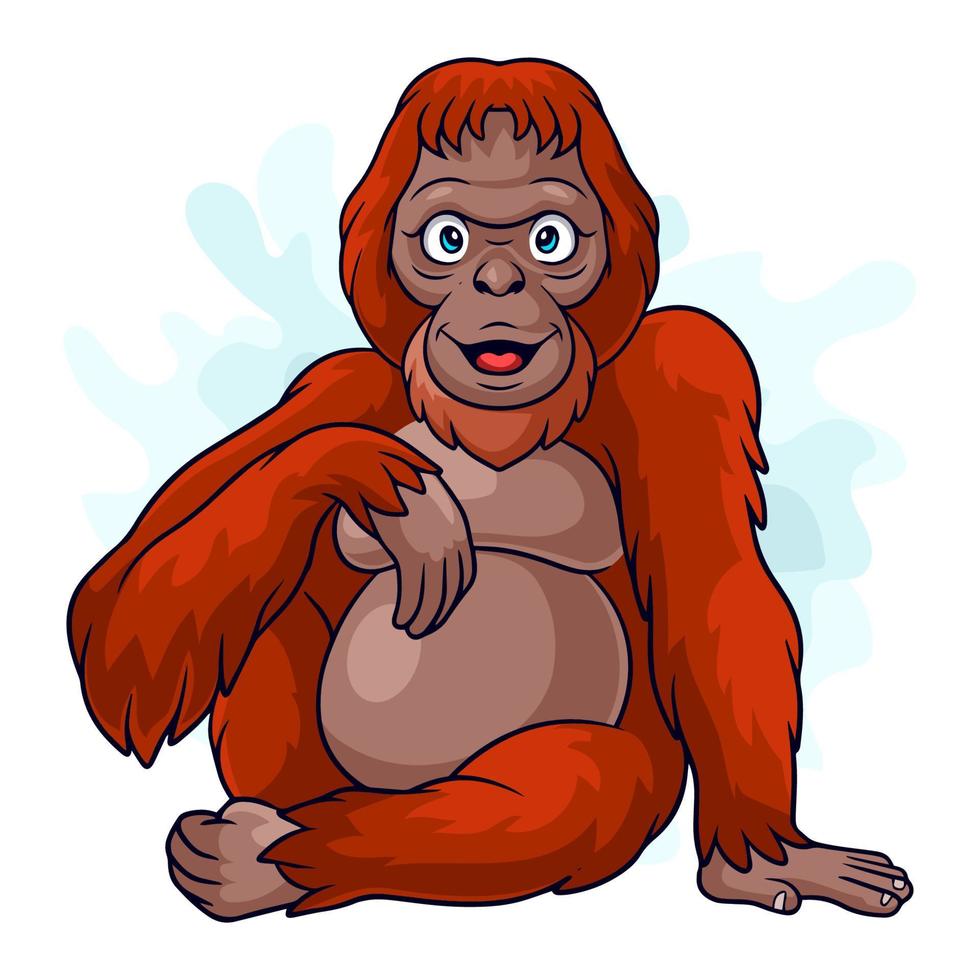 lustige orang-utan-karikatur der karikatur lokalisiert auf weißem hintergrund vektor