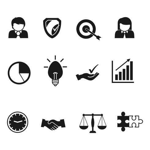 Unternehmen Kernwerte Outline Icons vektor