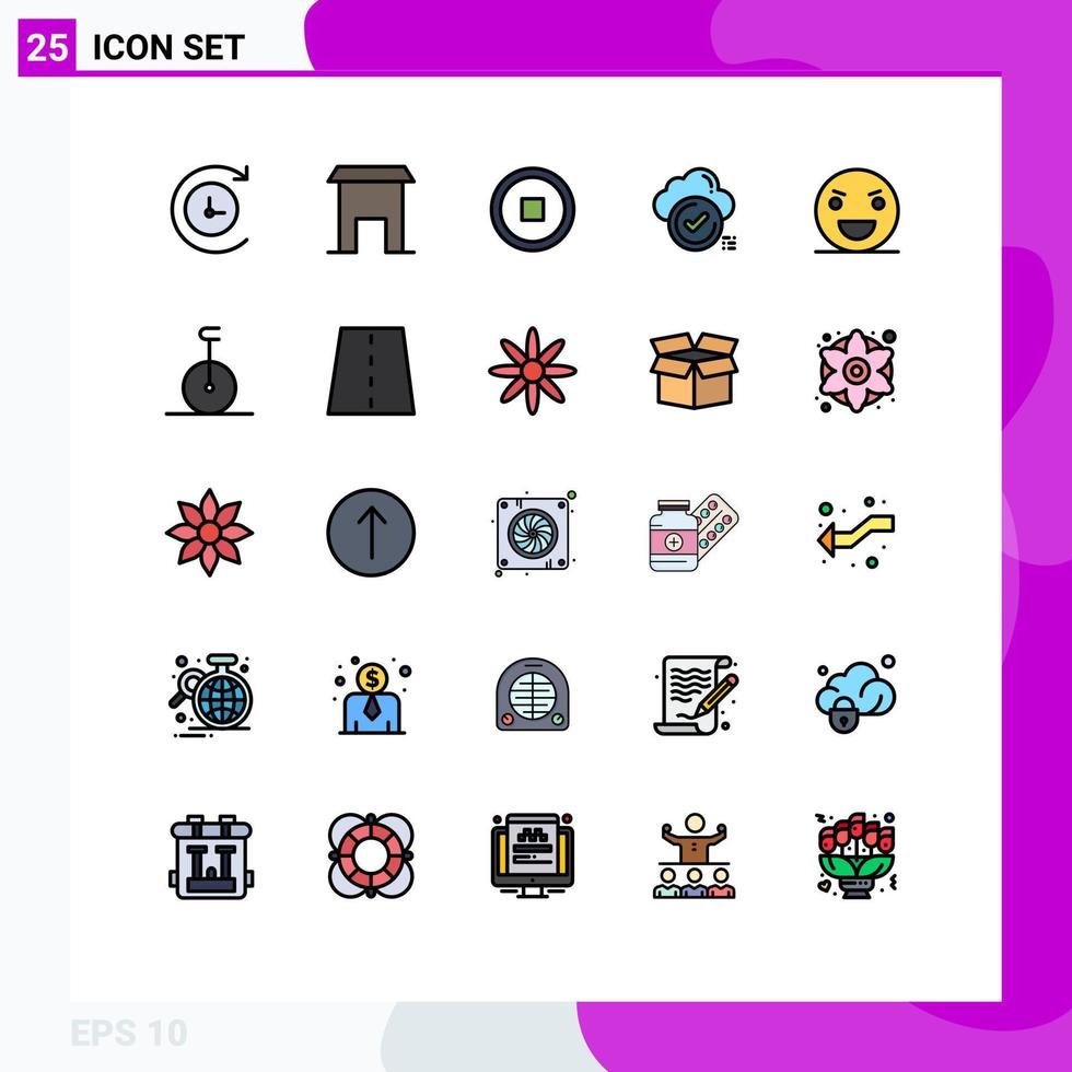 Stock Vector Icon Pack mit 25 Linienzeichen und Symbolen für Monster Halloween User Evil Cloud editierbare Vektordesign-Elemente