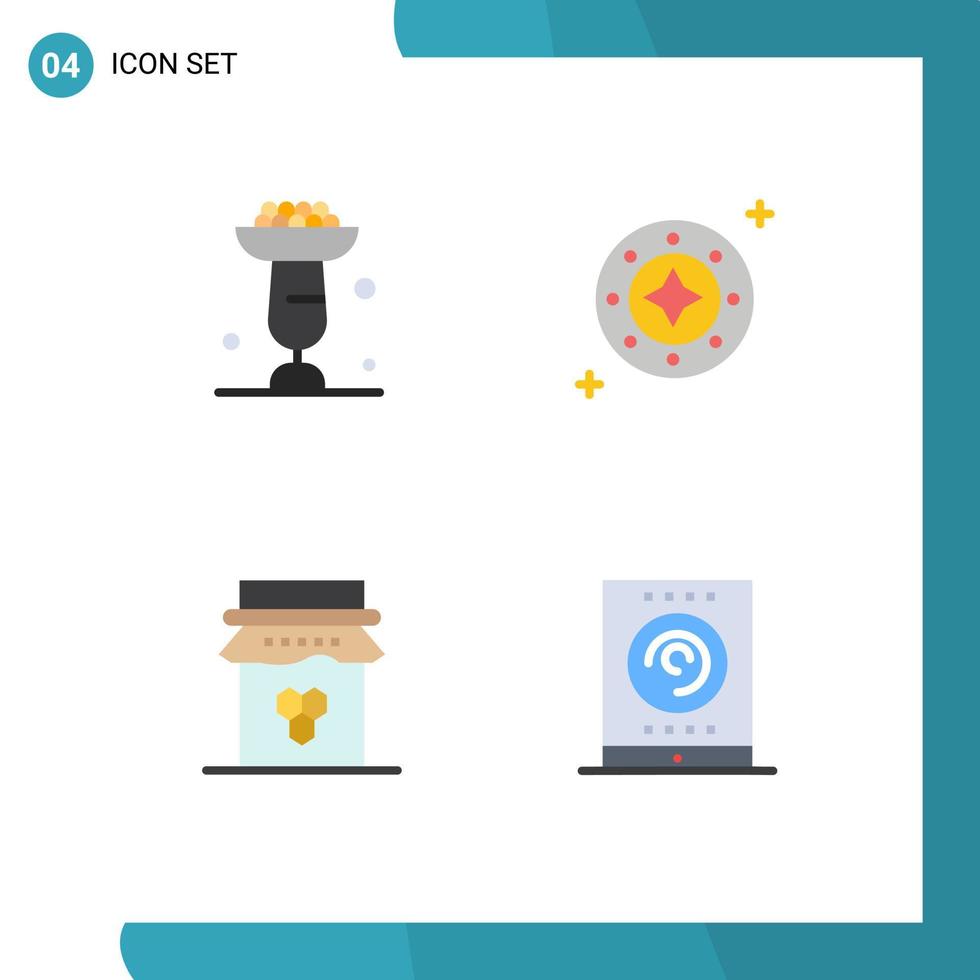 uppsättning av 4 modern ui ikoner symboler tecken för bakning stjärna cupsakes galax frukost redigerbar vektor design element