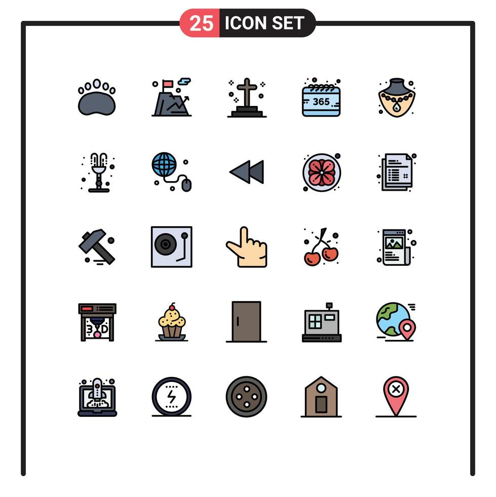 redigerbar vektor linje packa av 25 enkel fylld linje platt färger av Smycken år död urval Allt redigerbar vektor design element
