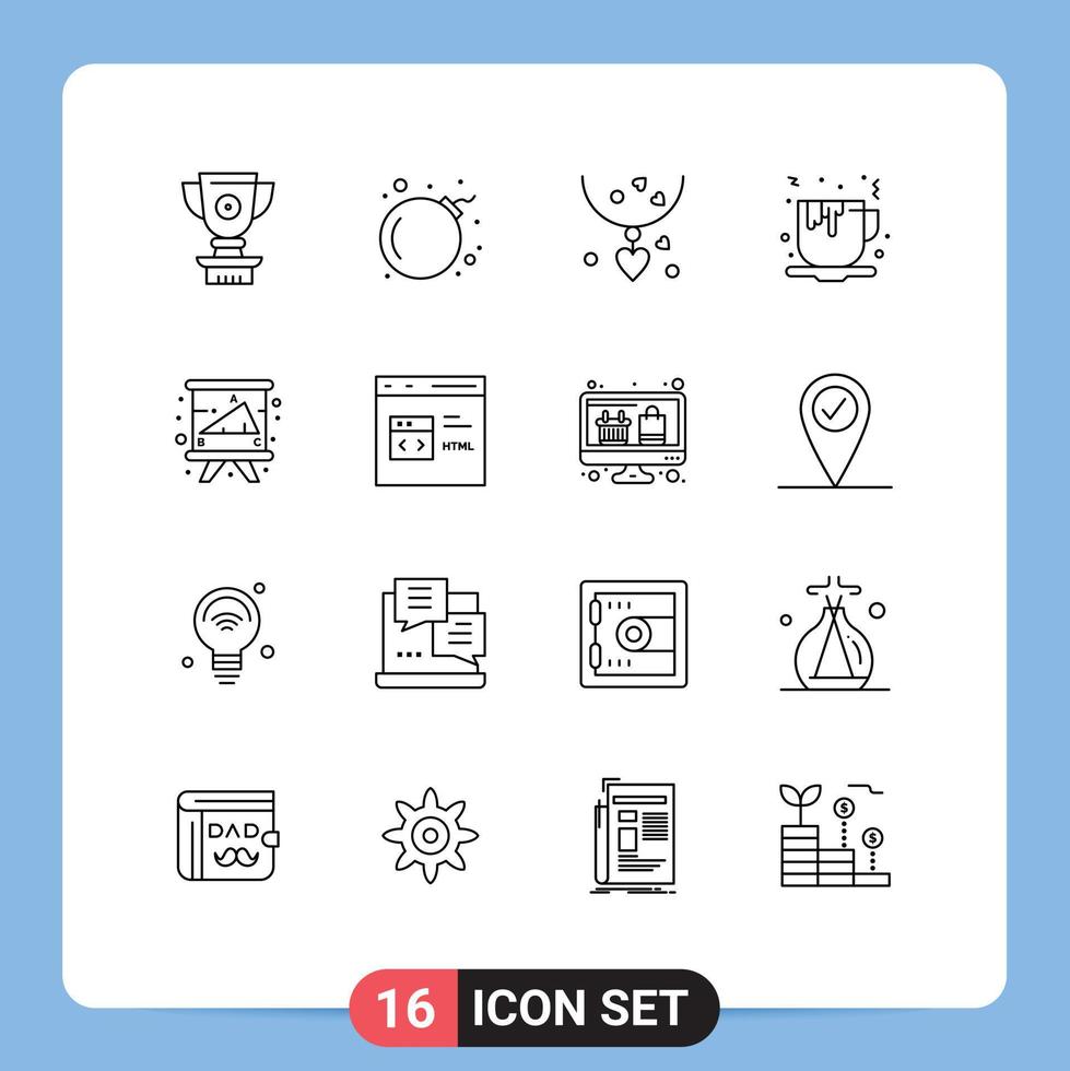 16 kreativ ikoner modern tecken och symboler av svarta tavlan mat halsband snabb mat kaffe redigerbar vektor design element