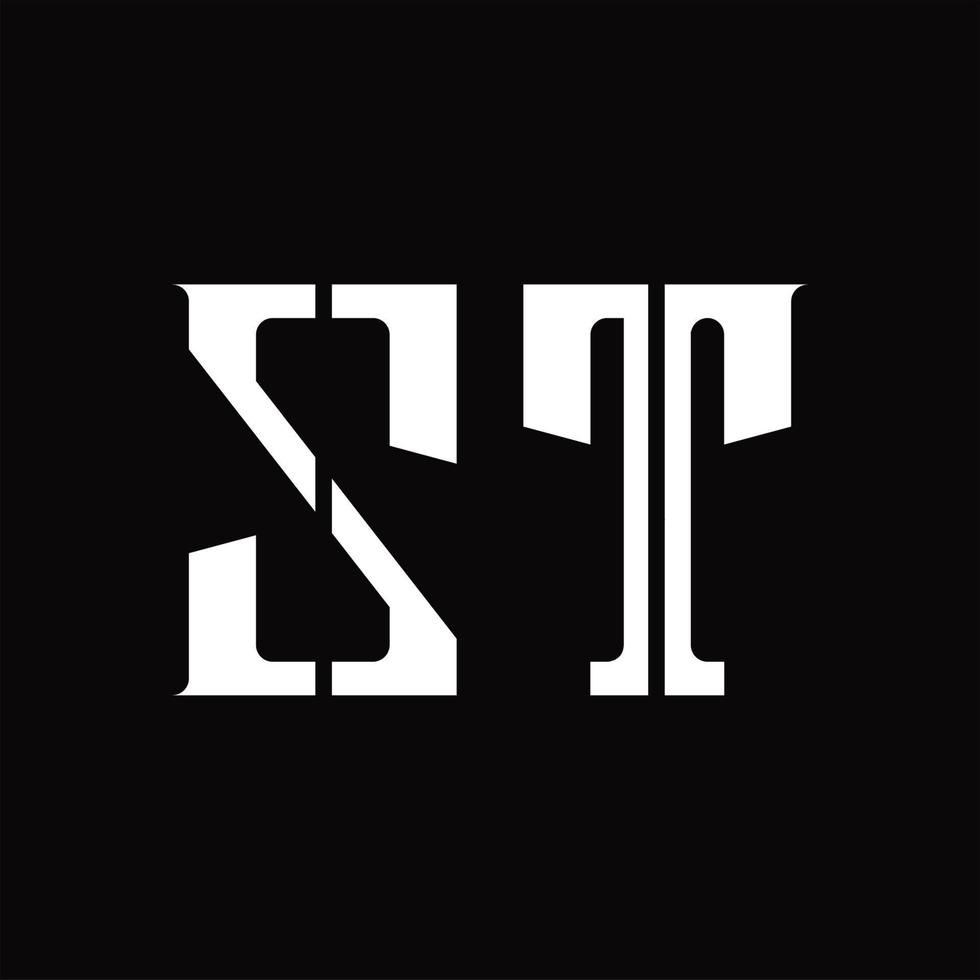 zt-Logo-Monogramm mit mittlerer Slice-Design-Vorlage vektor