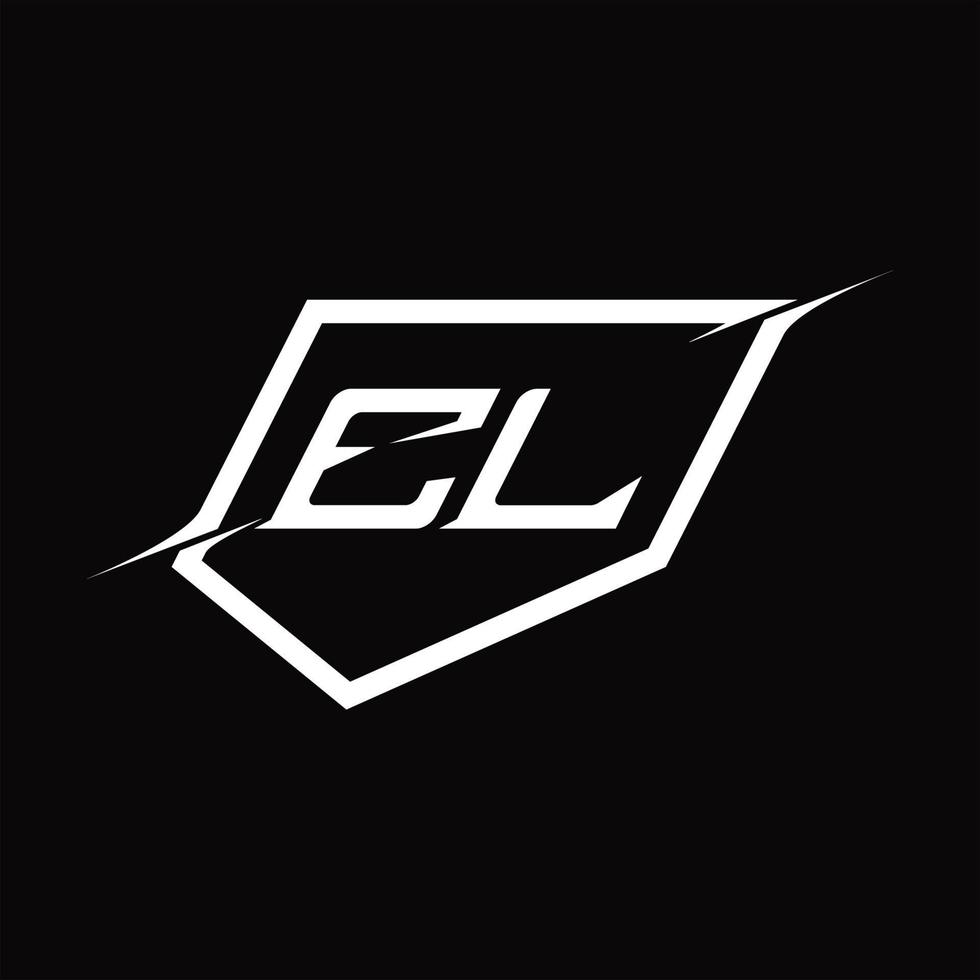 el-logo-monogrammbuchstabe mit schild- und scheibenstildesign vektor
