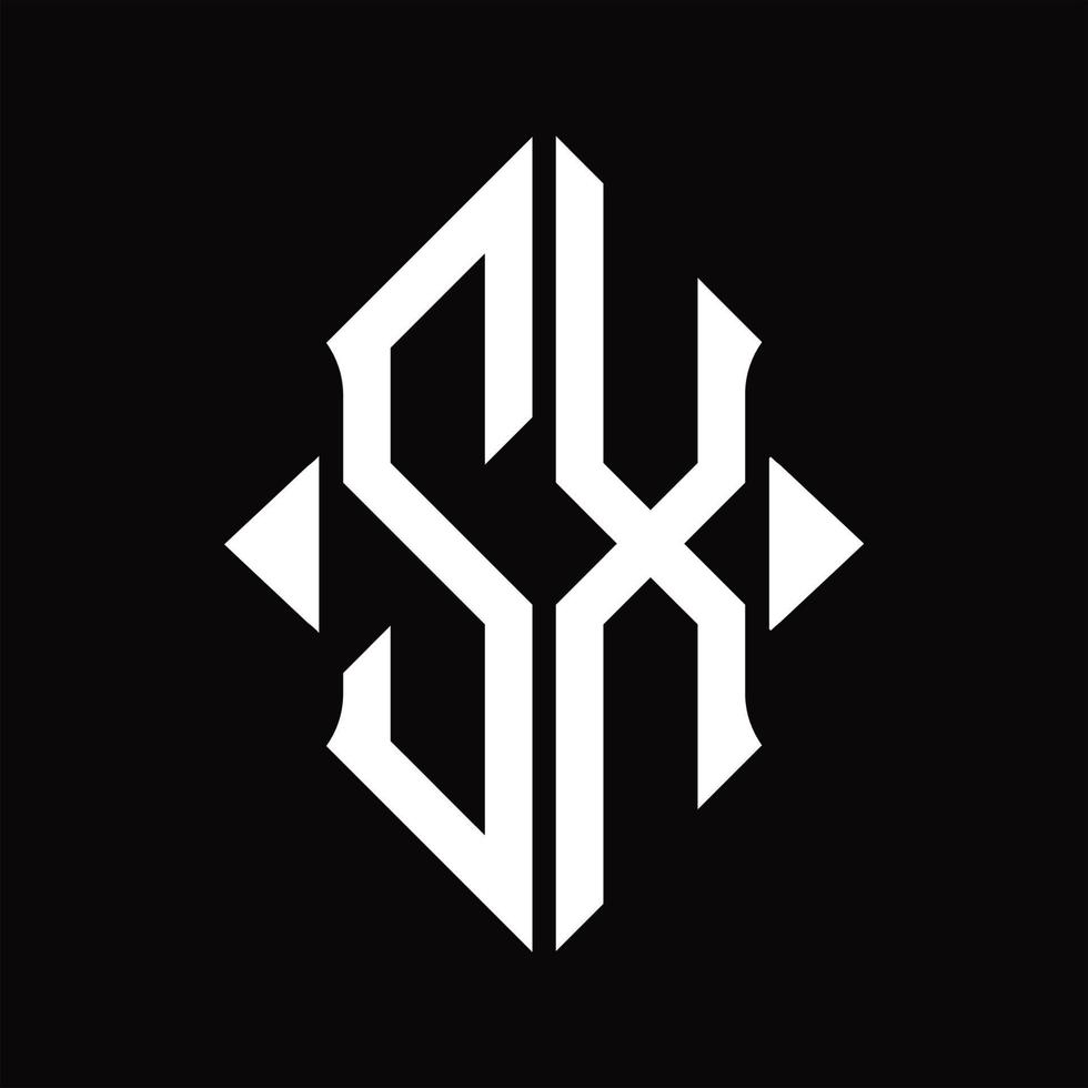 sx logotyp monogram med skydda form isolerat design mall vektor