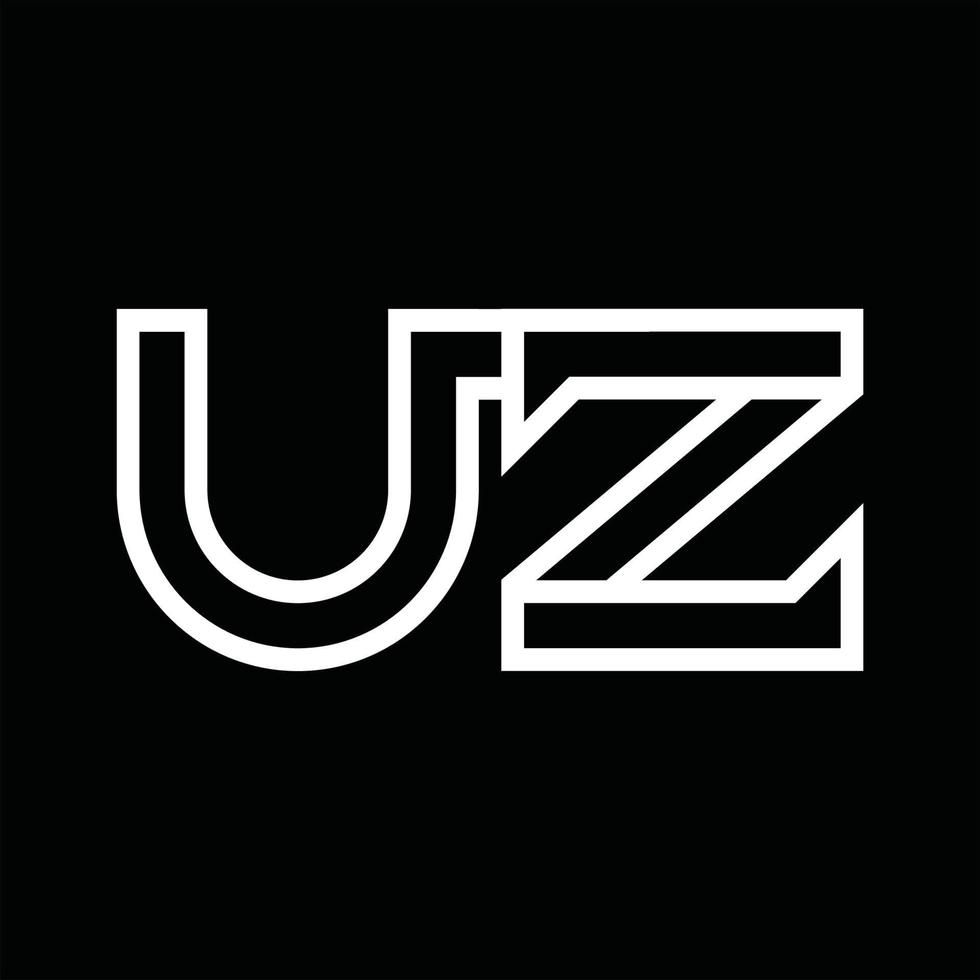 uz-logo-monogramm mit negativem raum im linienstil vektor