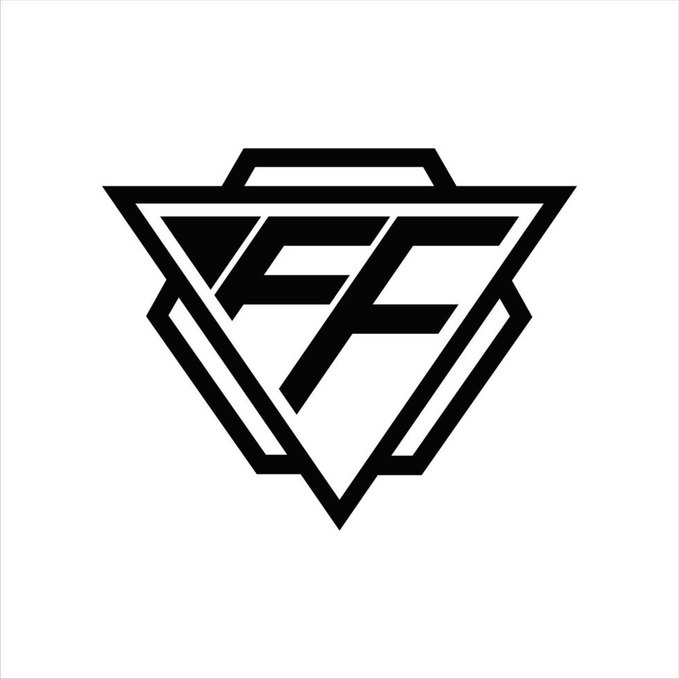 ff logotyp monogram med triangel och sexhörning mall vektor