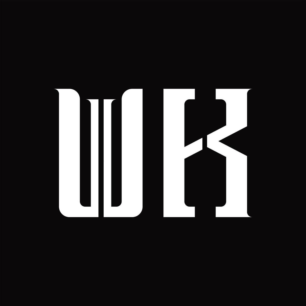 wk logotyp monogram med mitten skiva design mall vektor