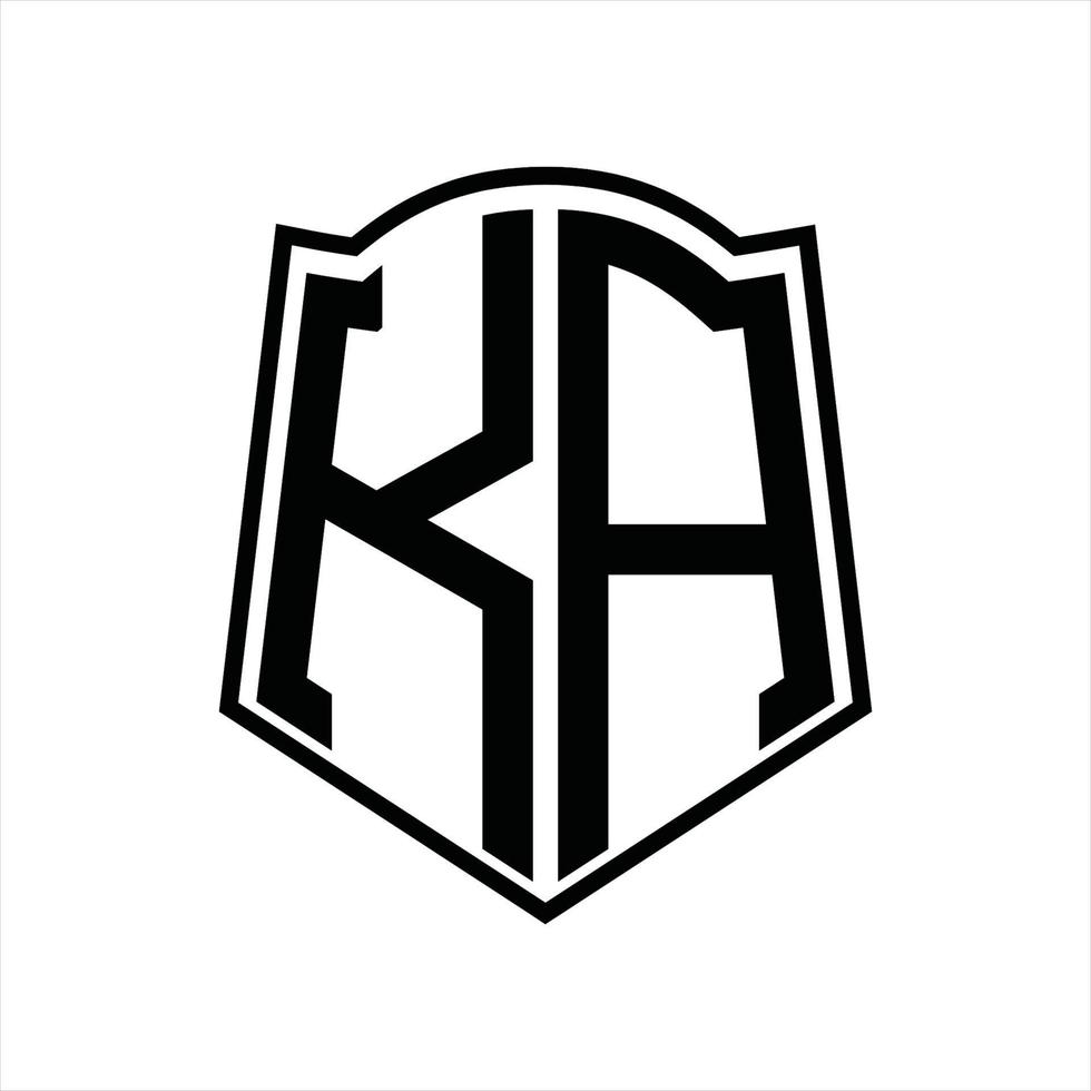 ka-Logo-Monogramm mit Schildform-Entwurfsvorlage vektor