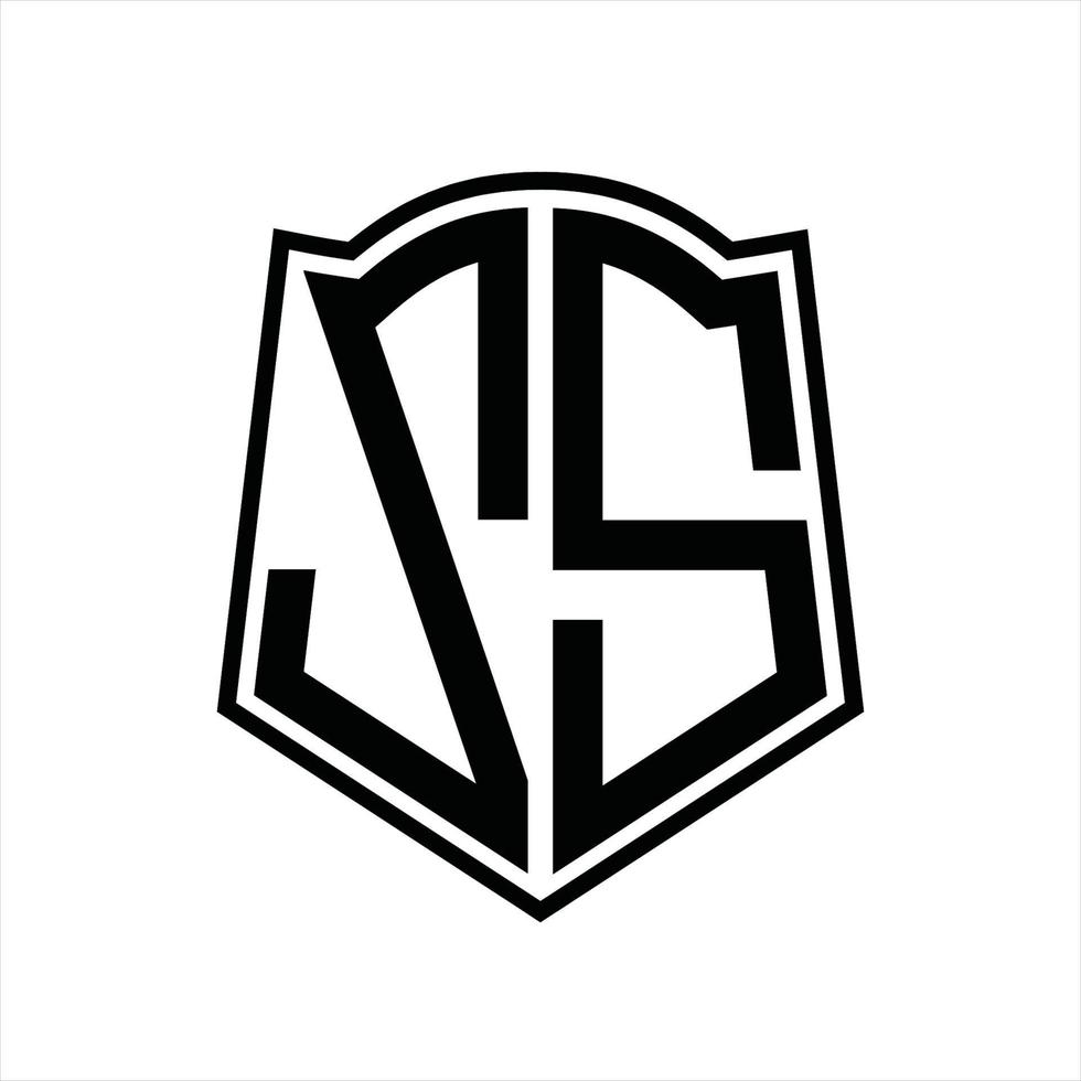 zs-Logo-Monogramm mit Schildform-Entwurfsvorlage vektor