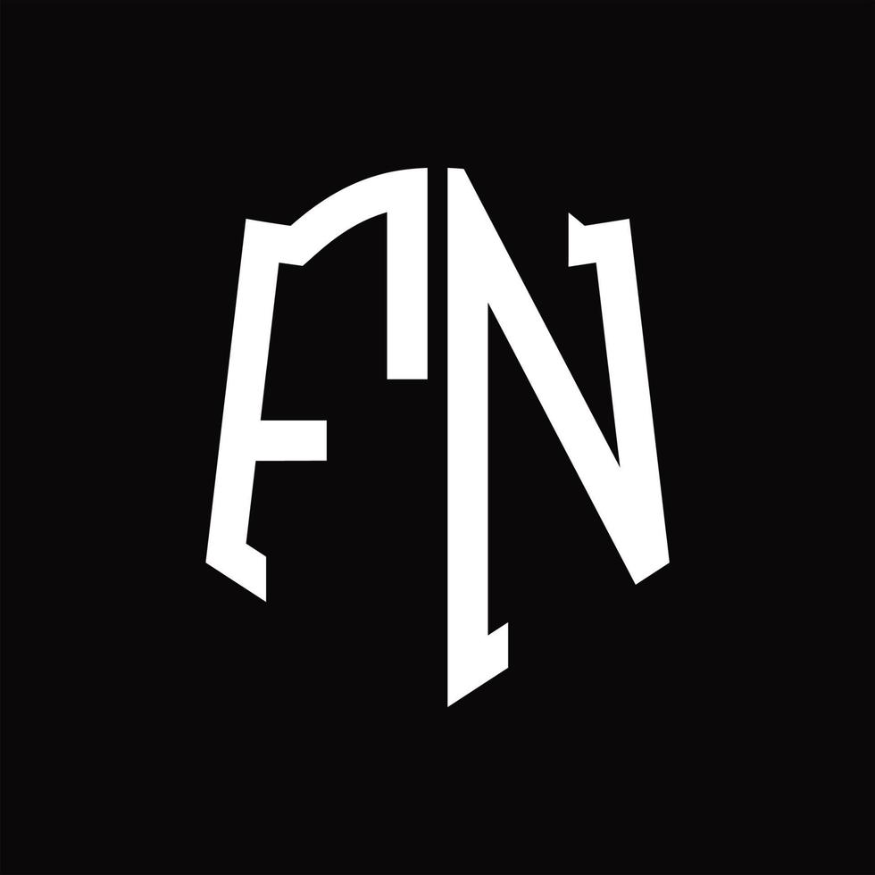 fn-Logo-Monogramm mit Band-Design-Vorlage in Schildform vektor