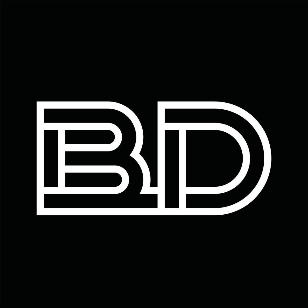 bd logotyp monogram med linje stil negativ Plats vektor