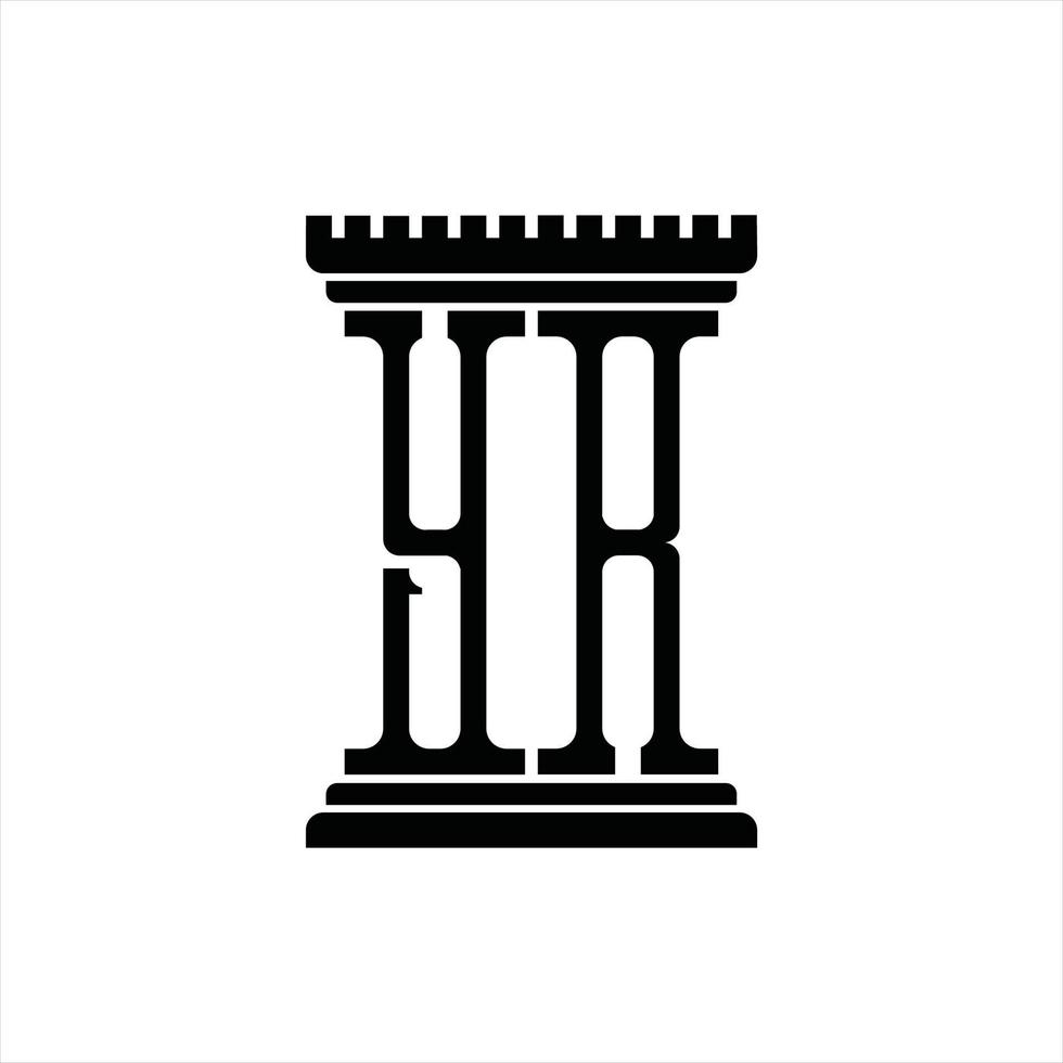 yr-Logo-Monogramm mit Designvorlage in Säulenform vektor