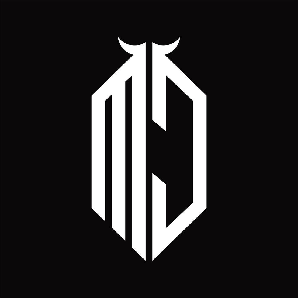 mc logotyp monogram med horn form isolerat svart och vit design mall vektor