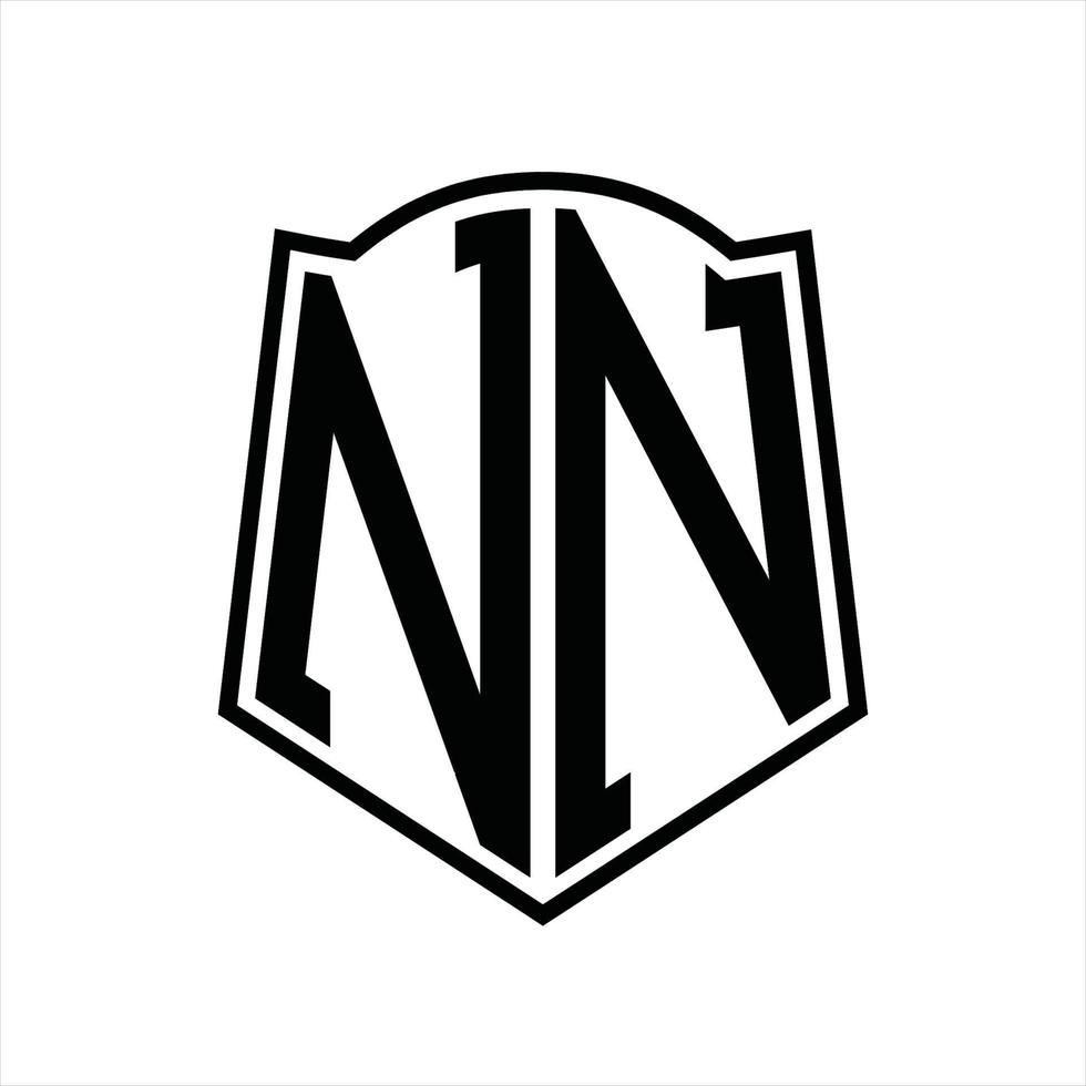 nn-Logo-Monogramm mit Schildform-Entwurfsvorlage vektor