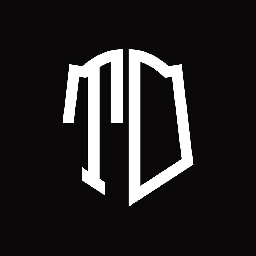 td-Logo-Monogramm mit Band-Design-Vorlage in Schildform vektor